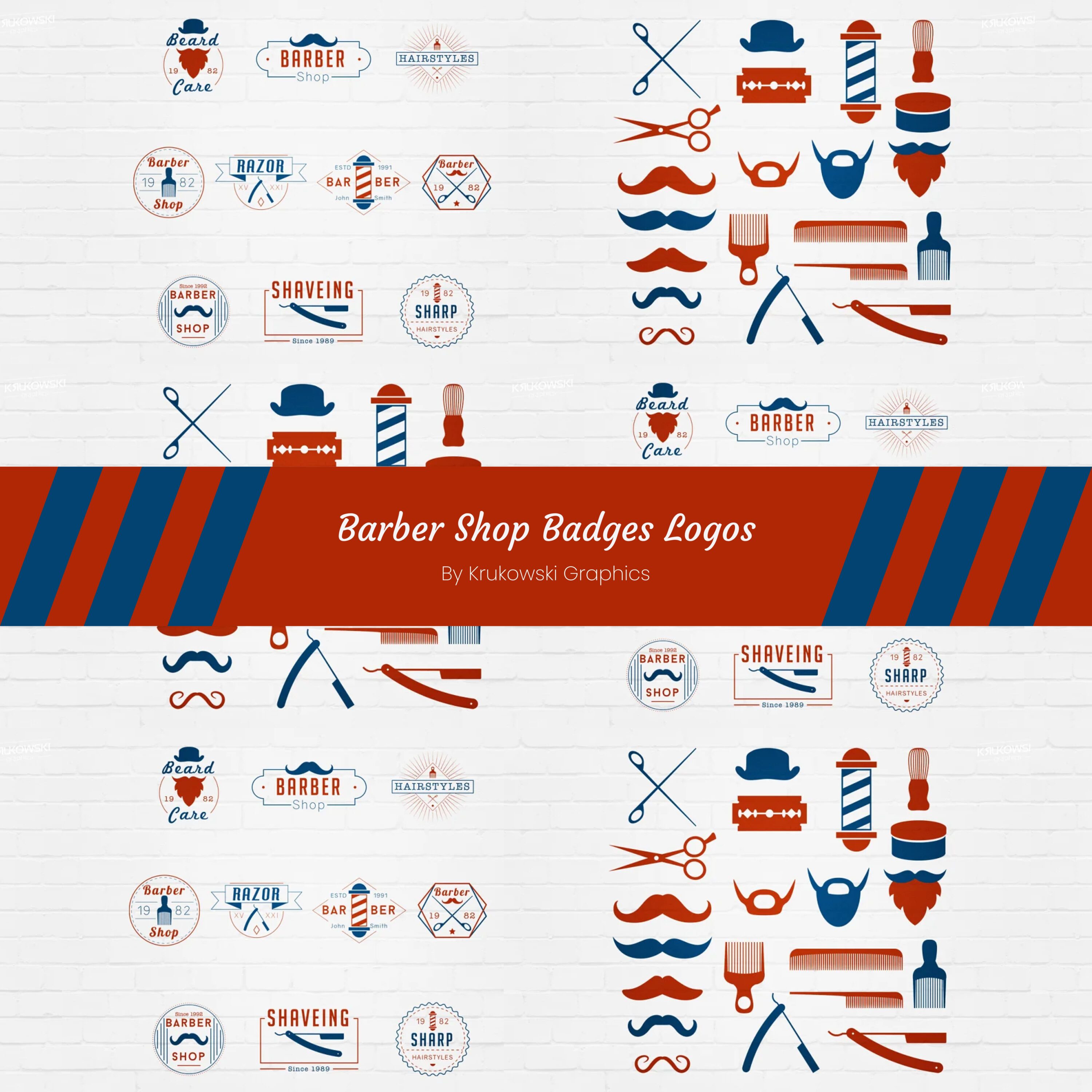 Barber Shop Badges Logos.
