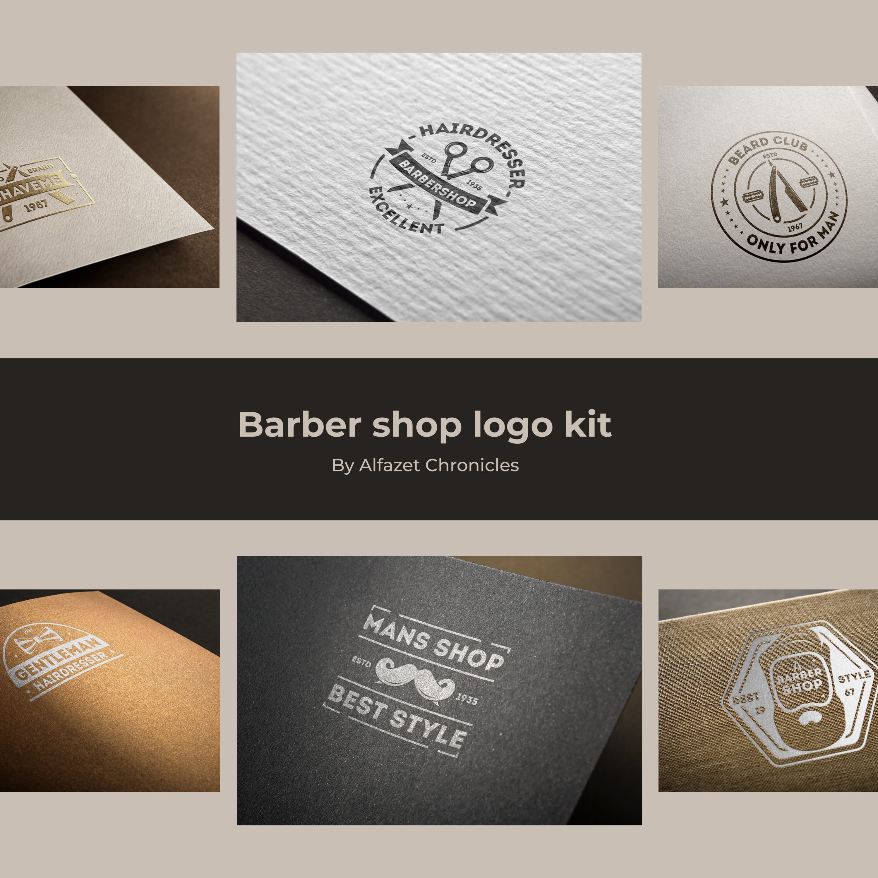 Barber shop logo kit.