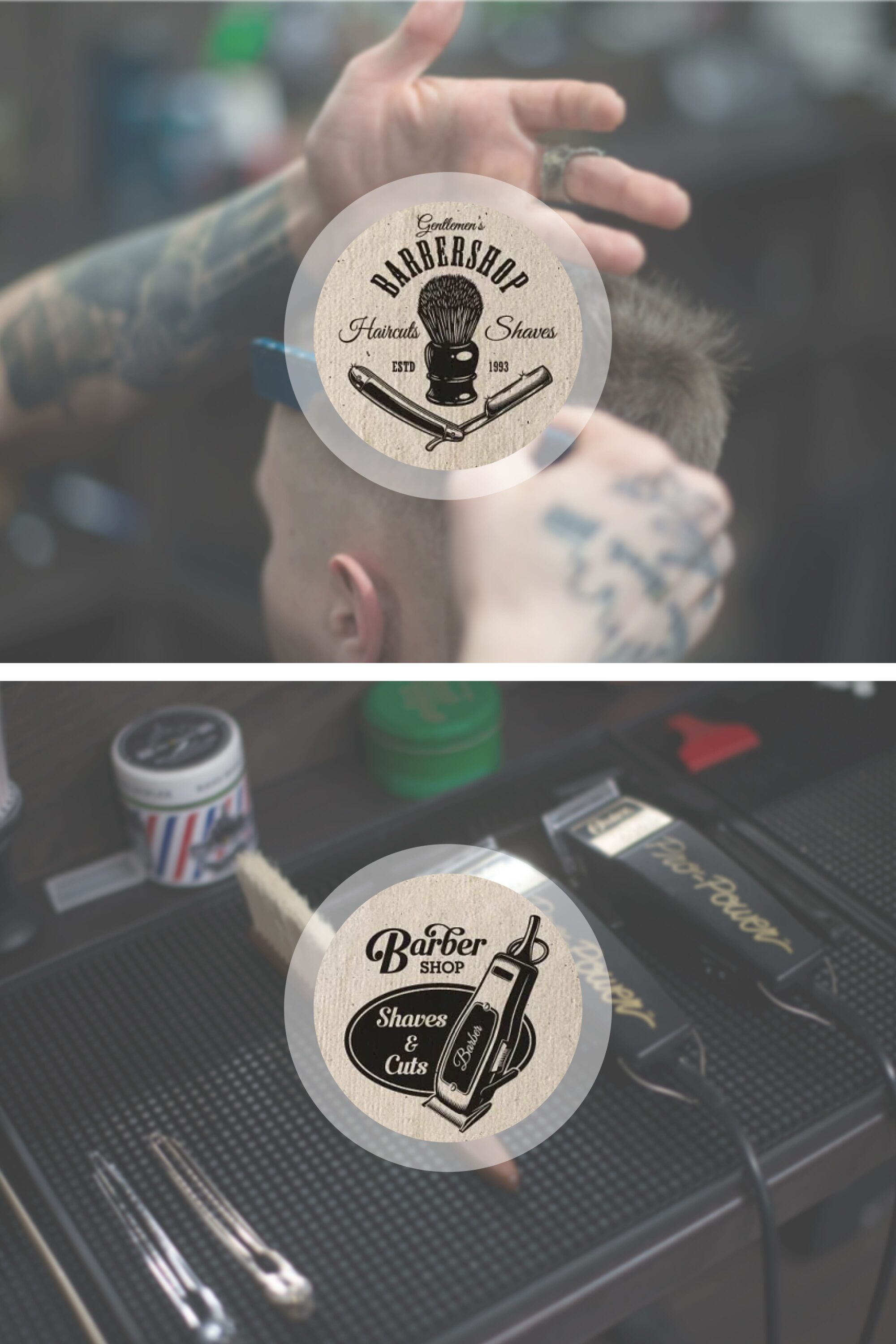 So big barber logos in a vintage style.