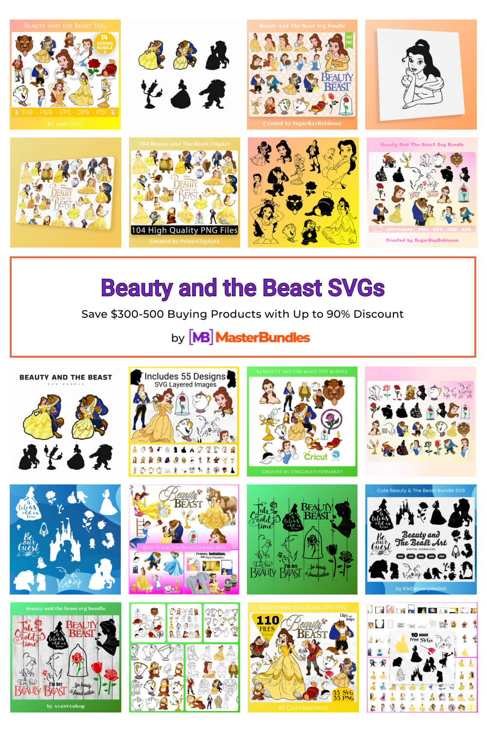 beauty and the beast svgs pinterest image.