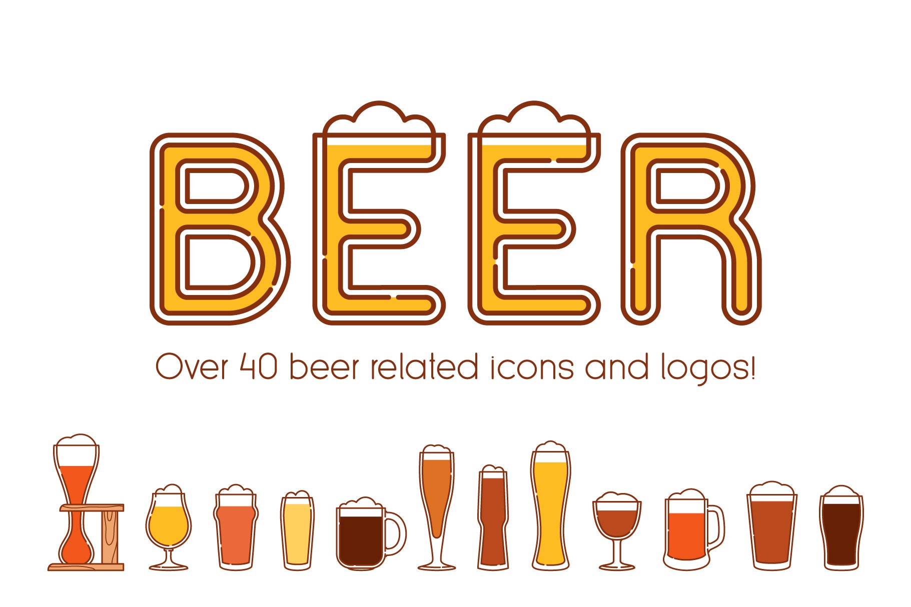 Over 40 beer related icons and logos.