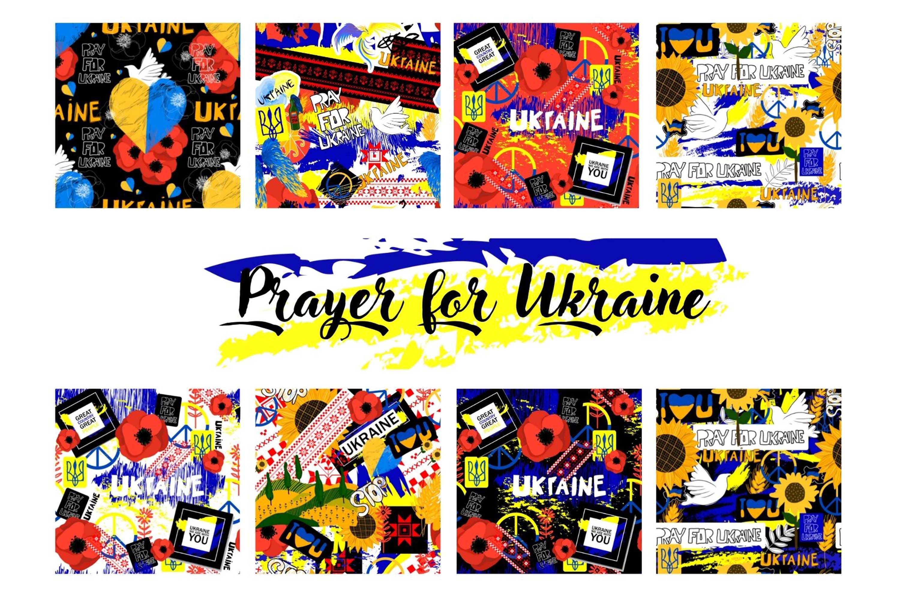 Digital Paper Prayer for Ukraine Ethnic Patterns