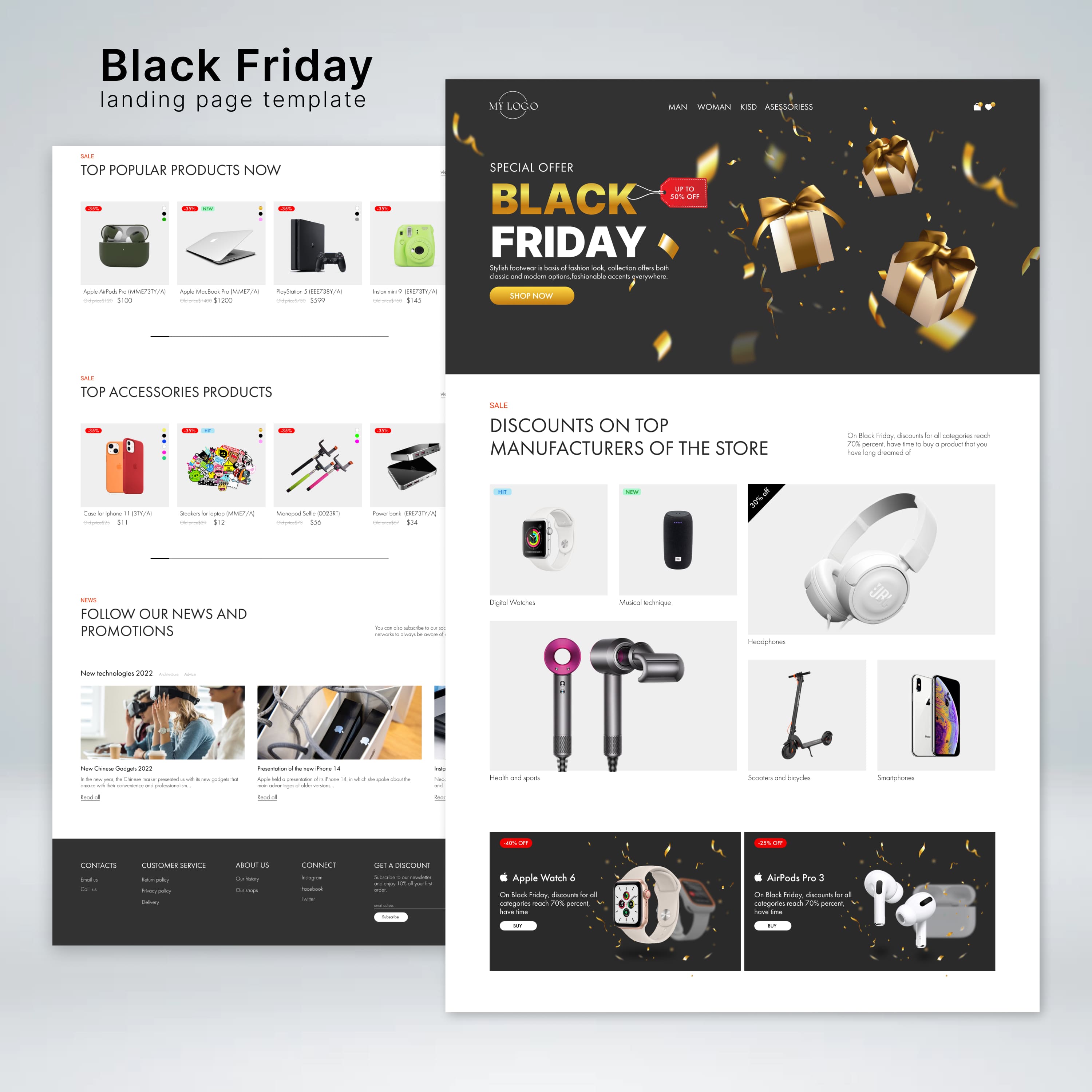 black friday landing page template cover.