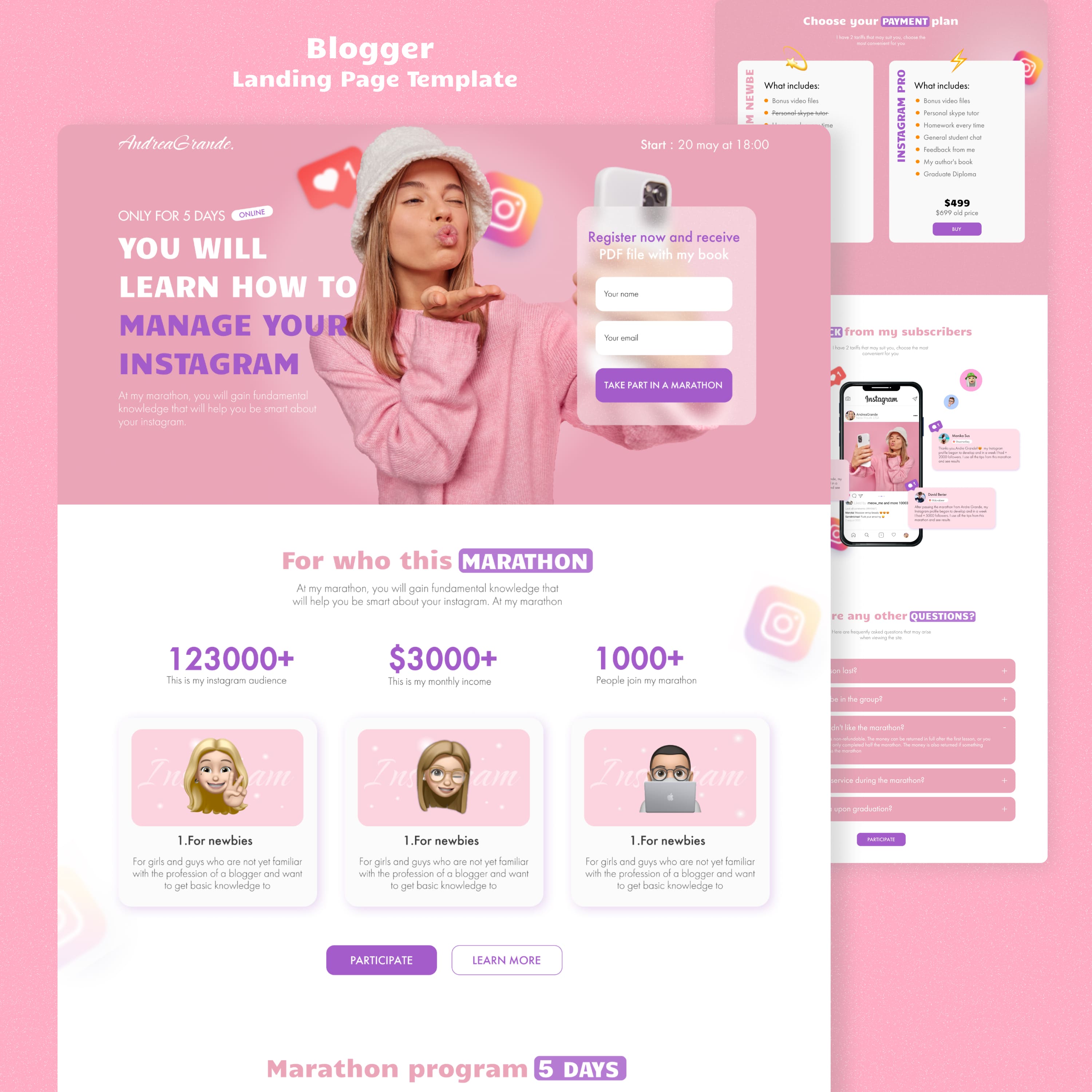 landing page blogger template.