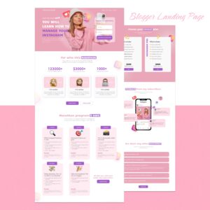 Landing Page Pink Blogger Template – MasterBundles