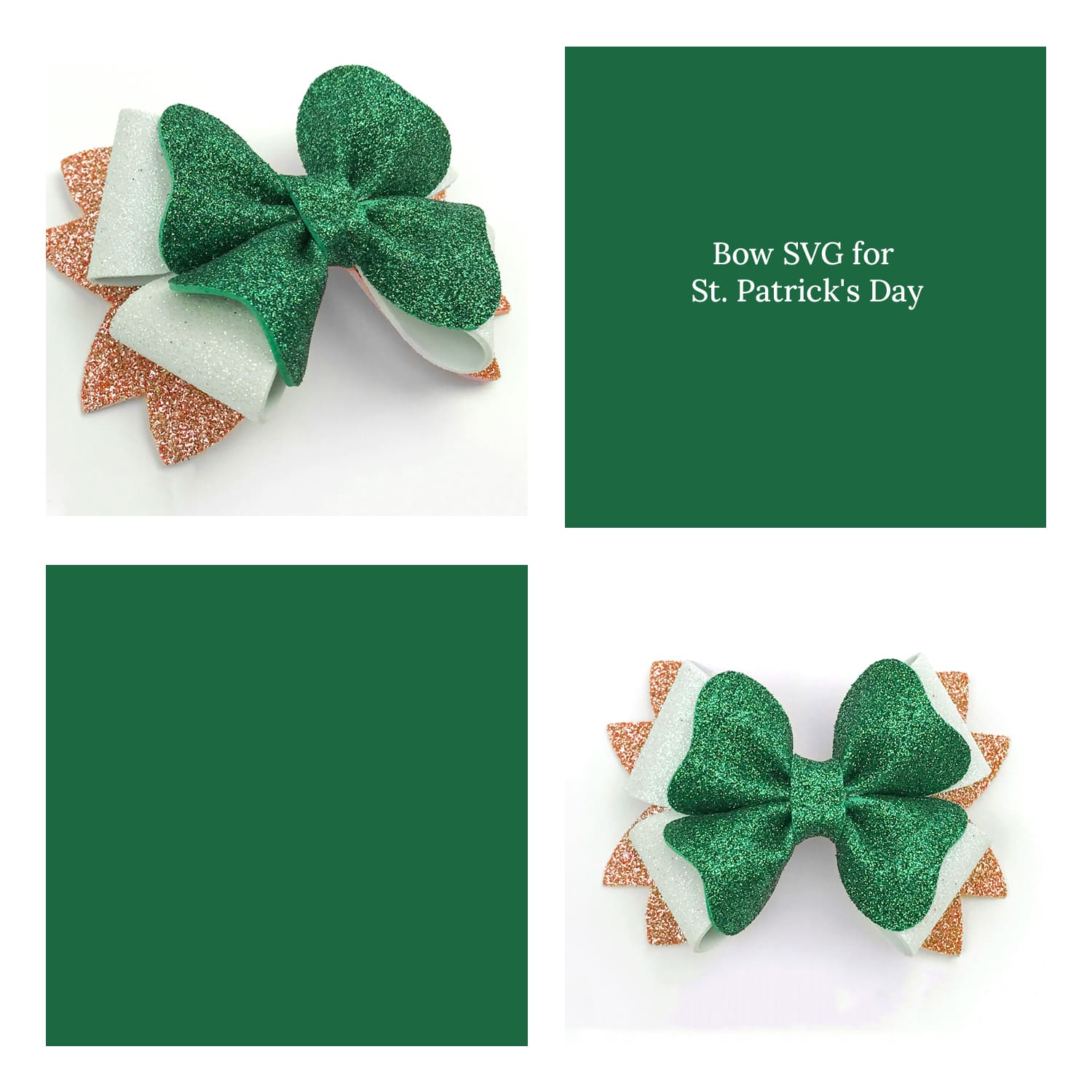 Bow SVG for St. Patrick's Day, Shamrock Hair Bow cut file cover.