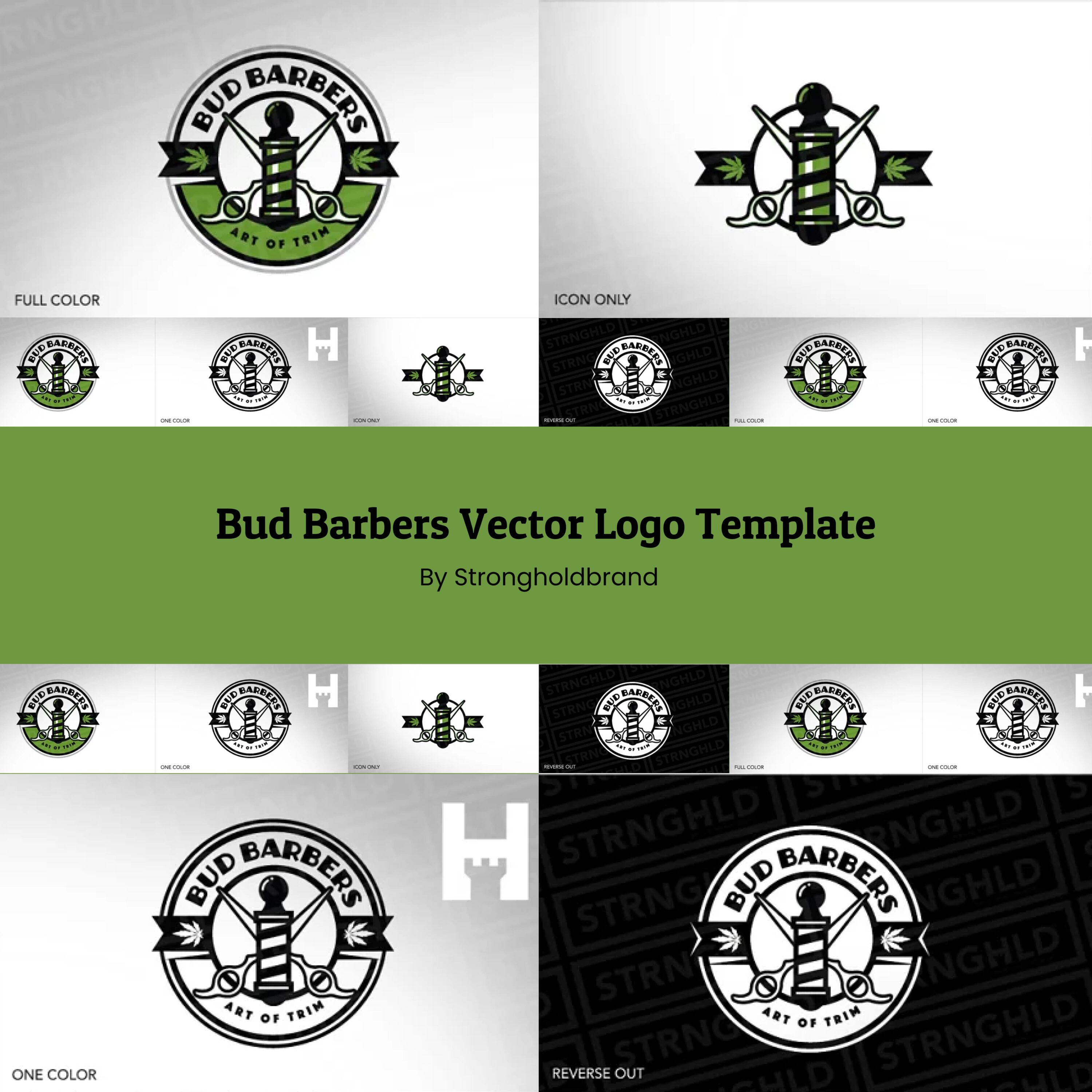 Bud Barbers Vector Logo Template.