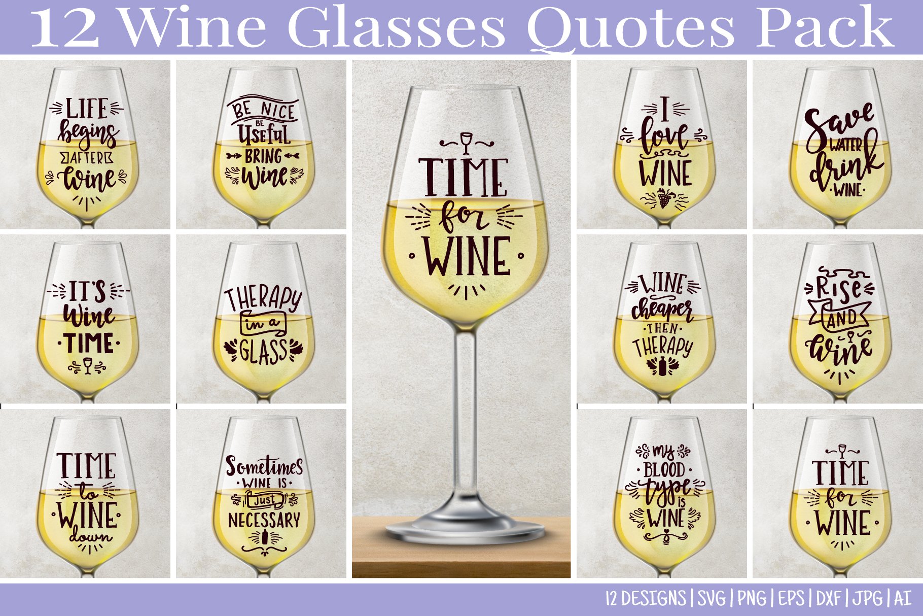Interesting quotes on the wine glasses.
