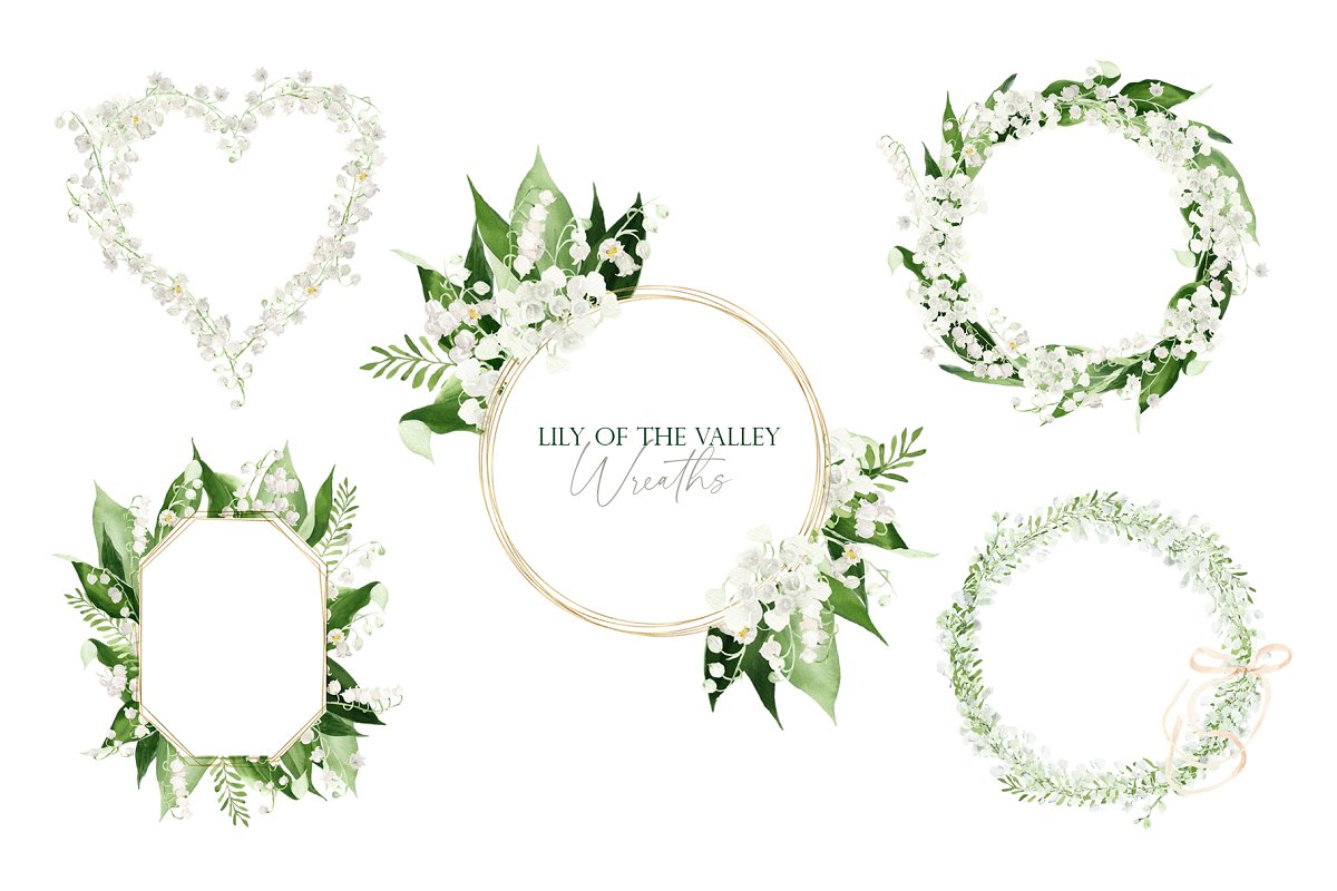 This set includes 5 Frames & Wreaths in PNG format with transparent background.