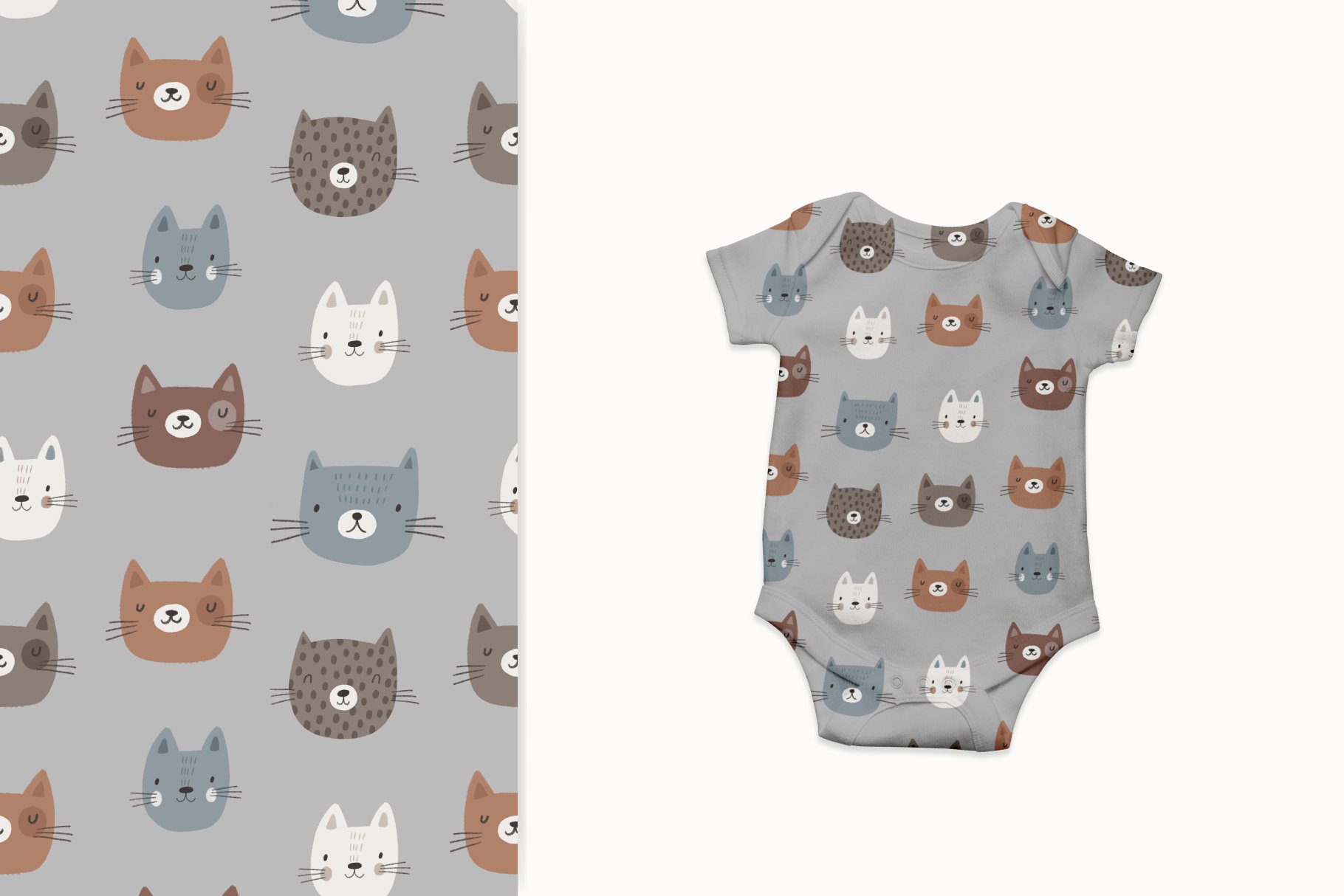 So cute cats illustration on the baby clothe.