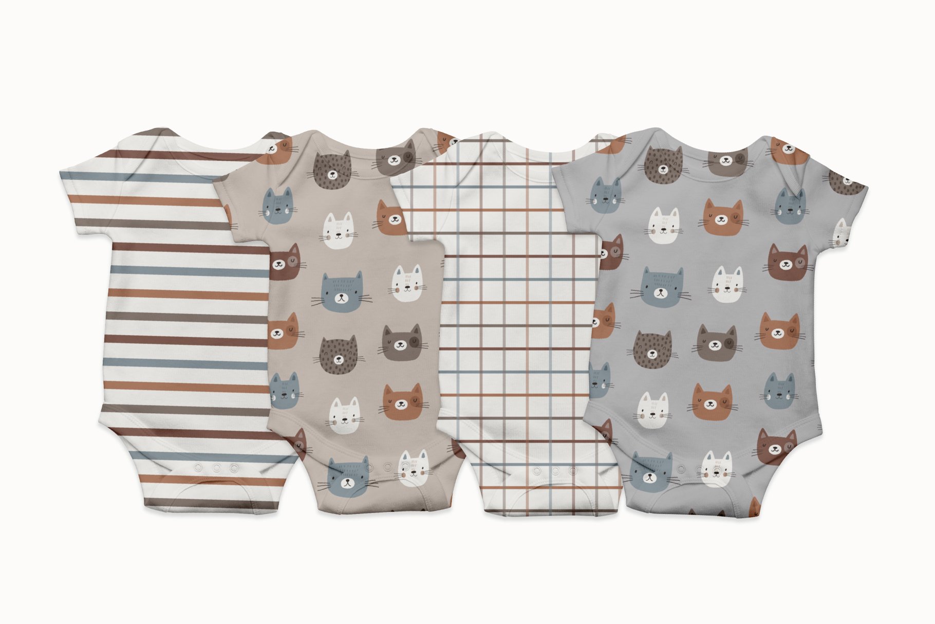 Diverse of cats prints on the baby clothes.
