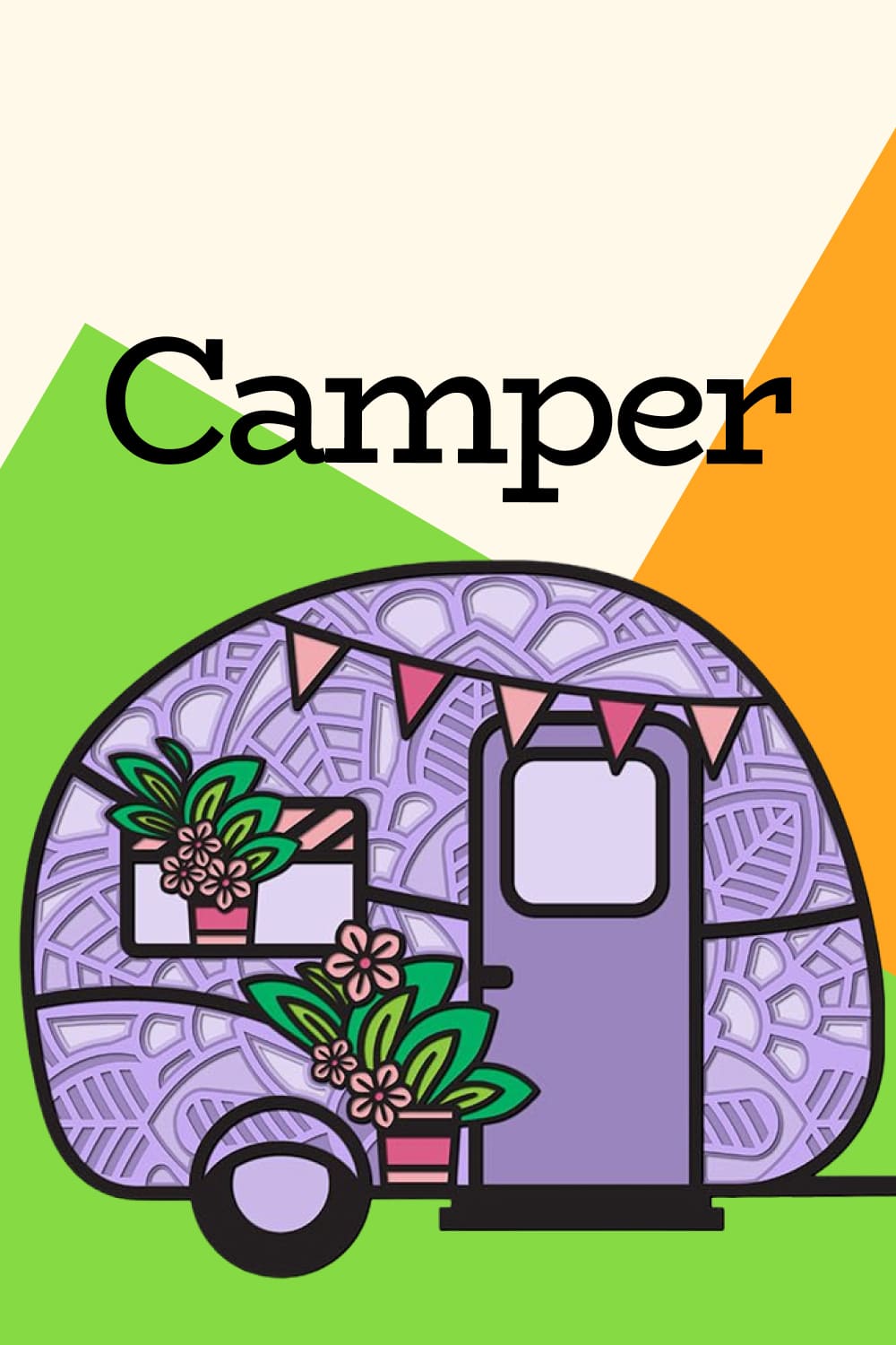 3D Layered SVG Camper - preview image.