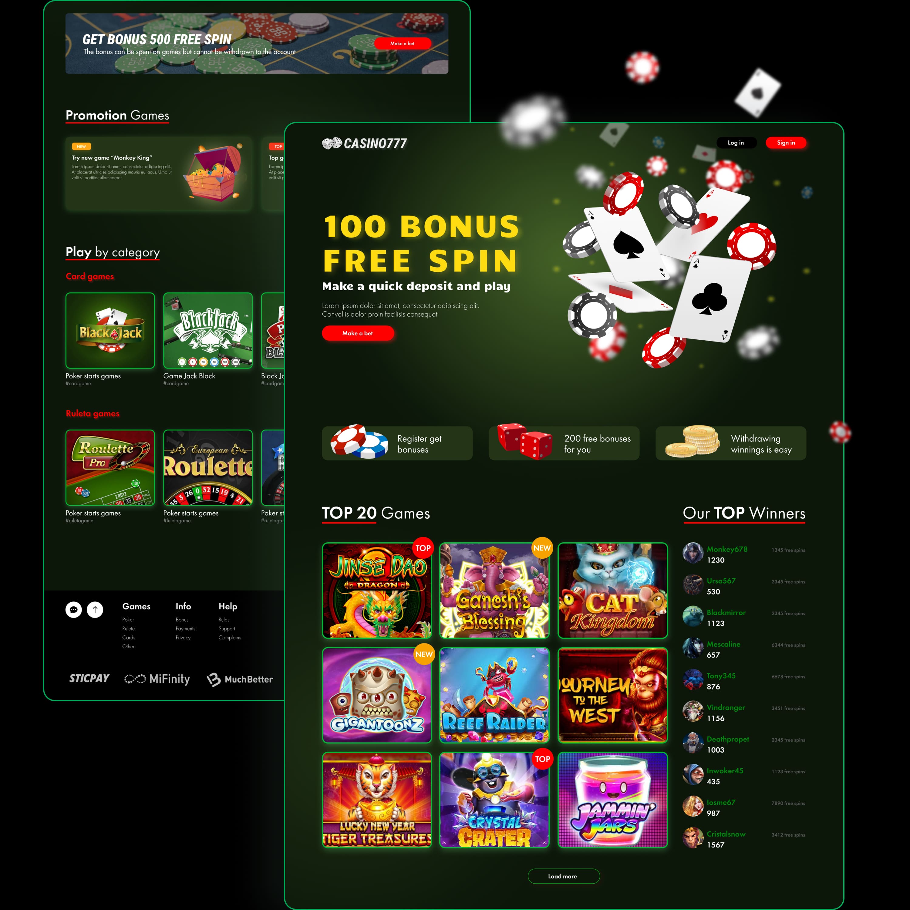 casino landing page template cover.