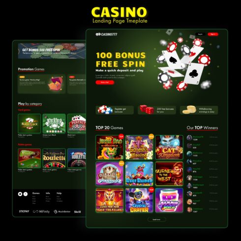 casino landing page template.