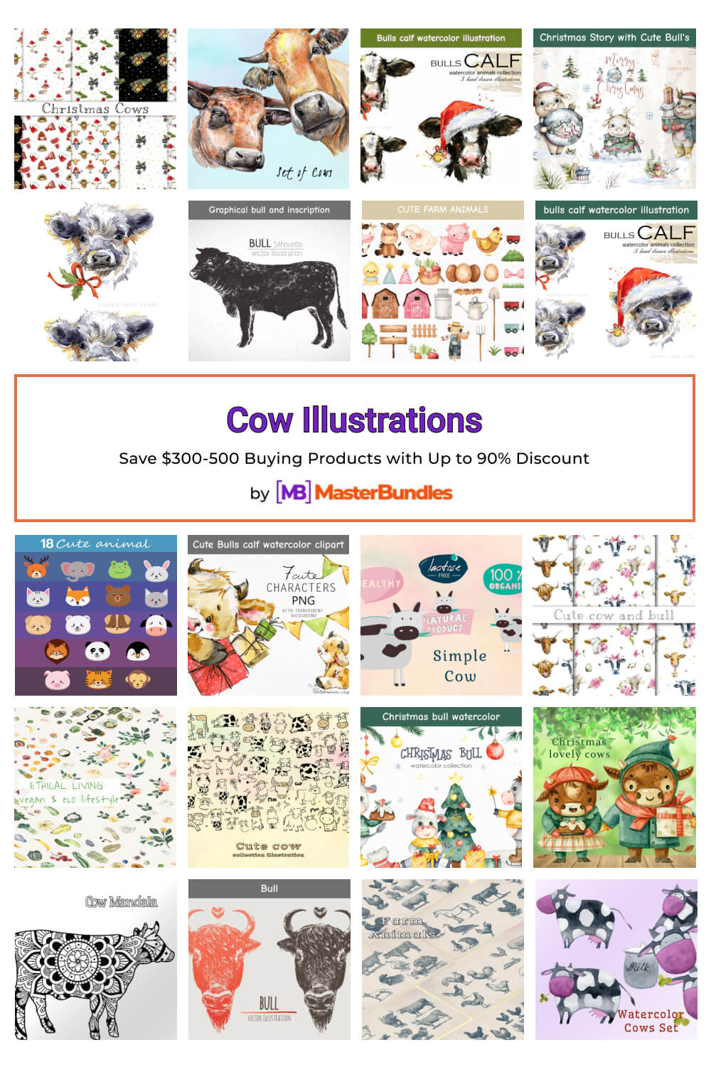 cow illustrations pinterest image.