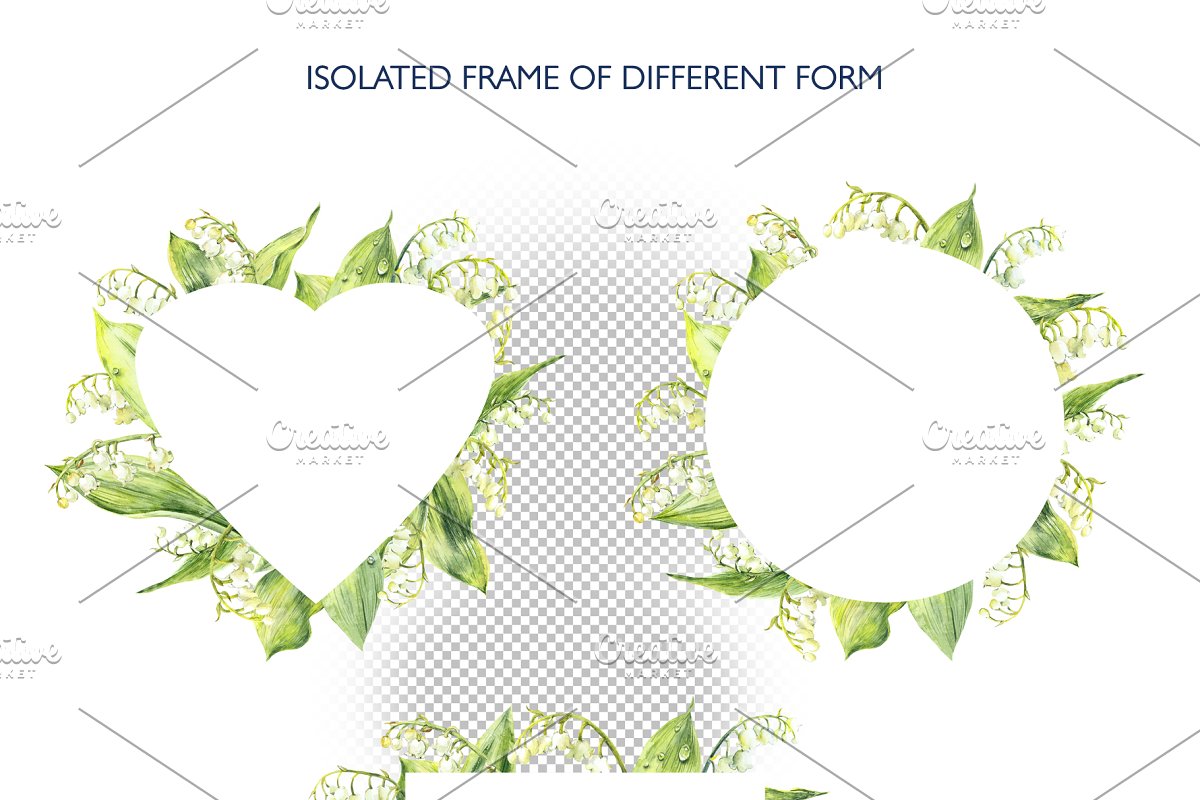 Isolated wreaths and frames of different forms.