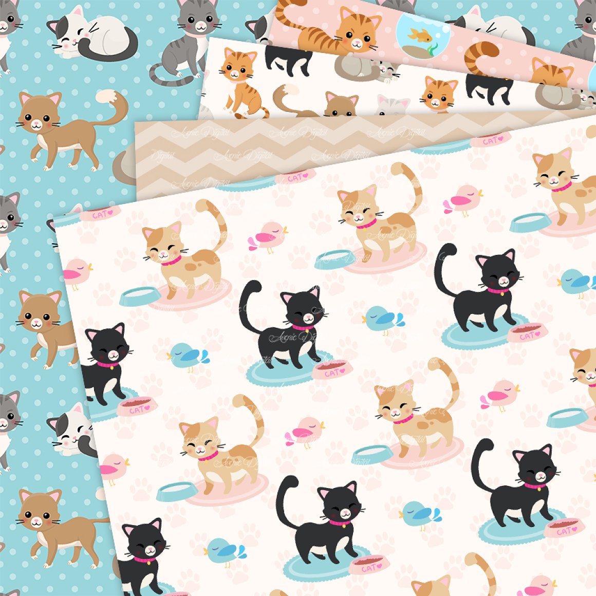 Pastel cats for your cute project.