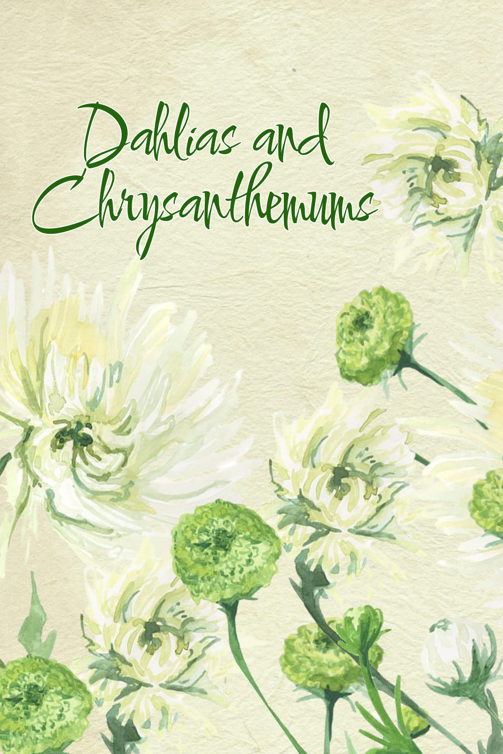 Watercolor Chrysanthemums & Dahlias - preview image.