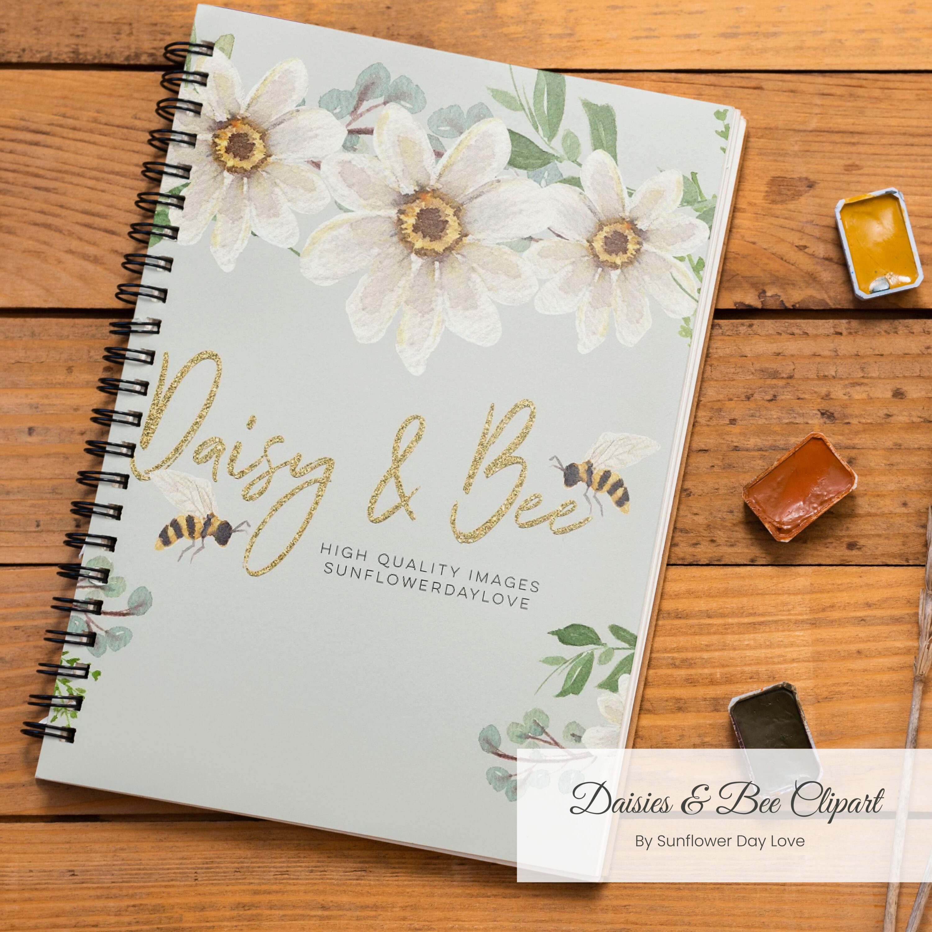 Daisies & Bee Clipart cover.