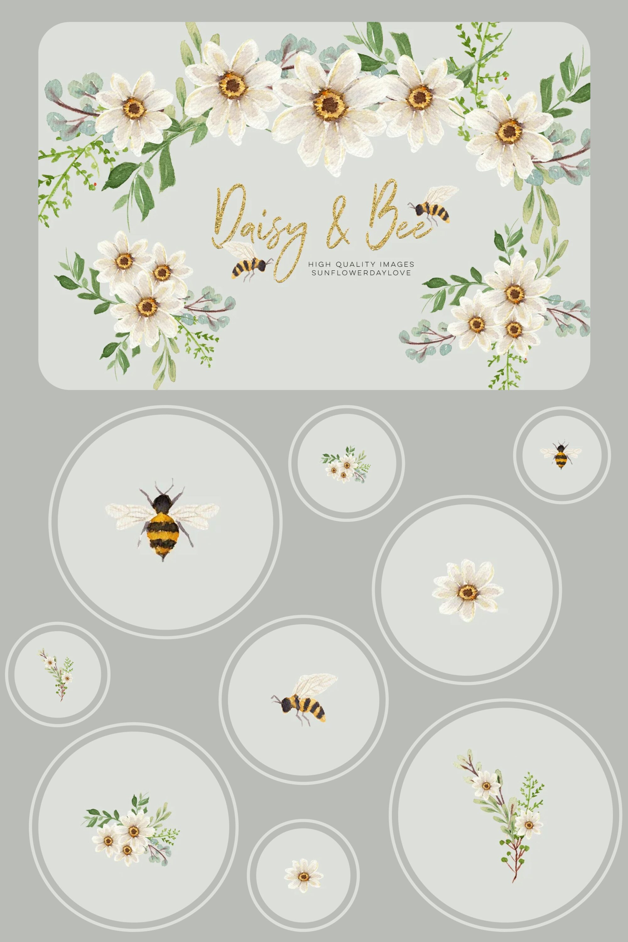 daisies bee clipart 04
