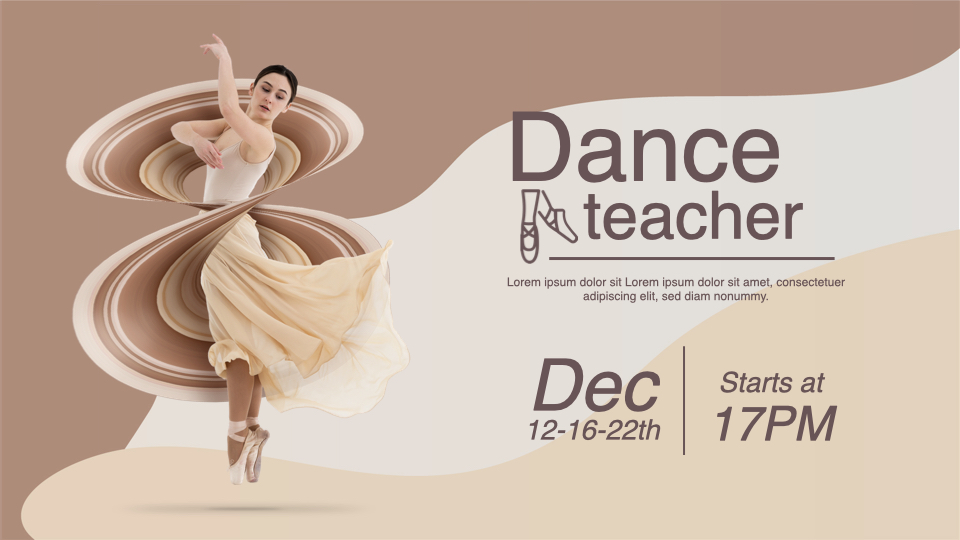 A gentle template with a dance theme for schools and dance studios.
