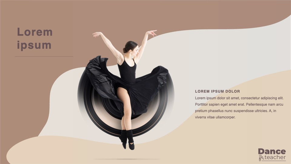 Beige slide with a dancer in a black dress.