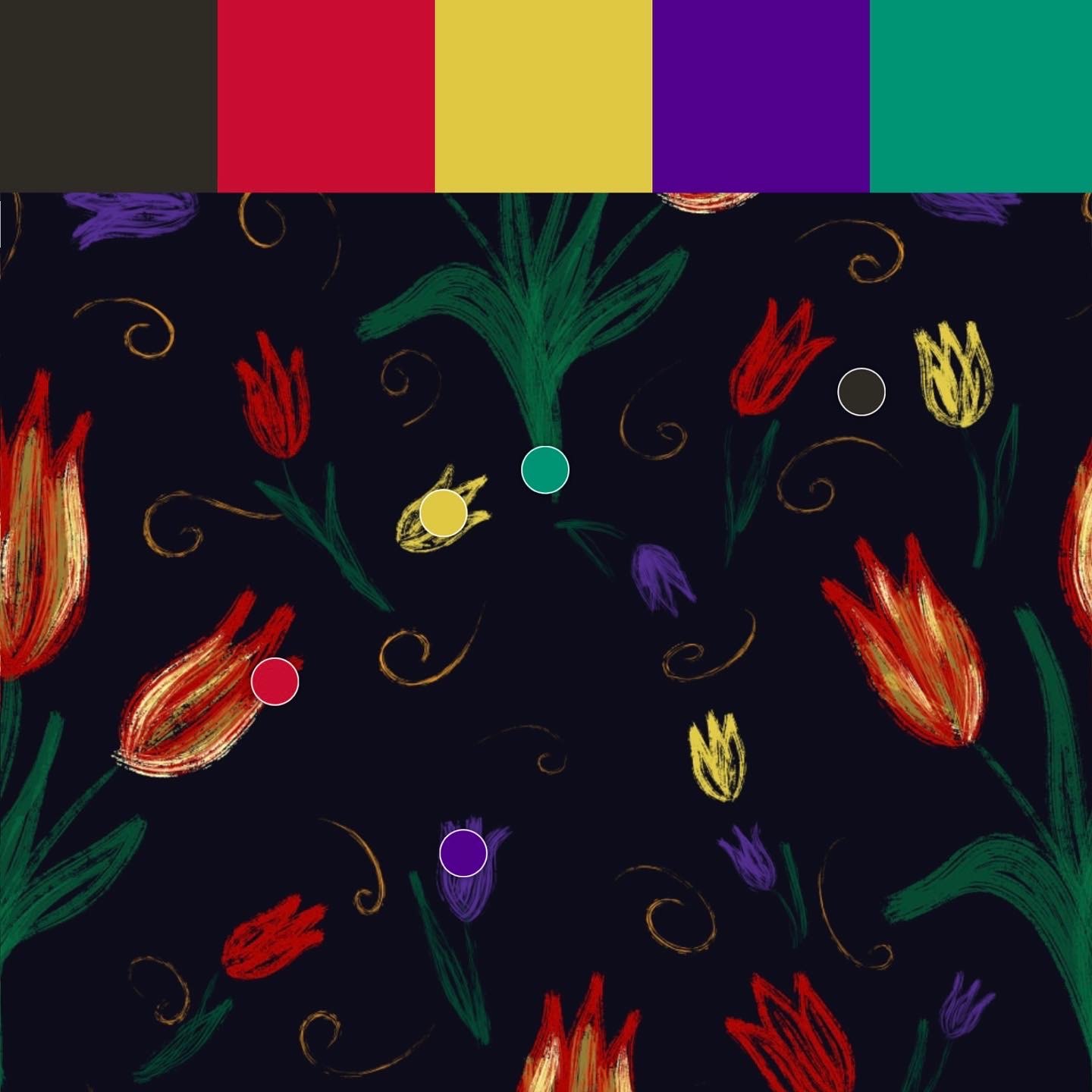 Seamless pattern with tulips previews.