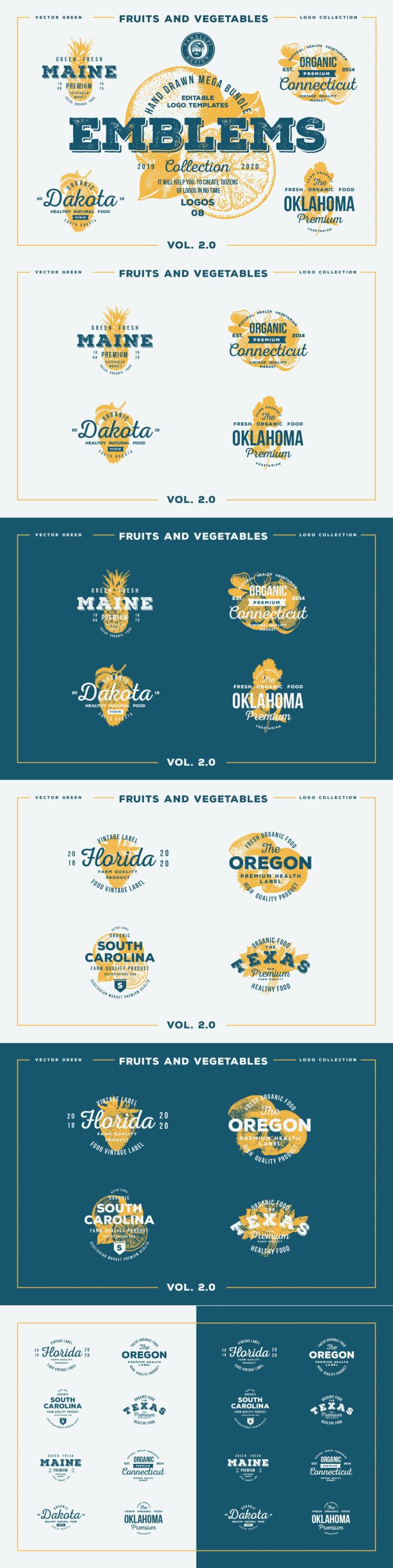 Big organic logo collection in two colors.