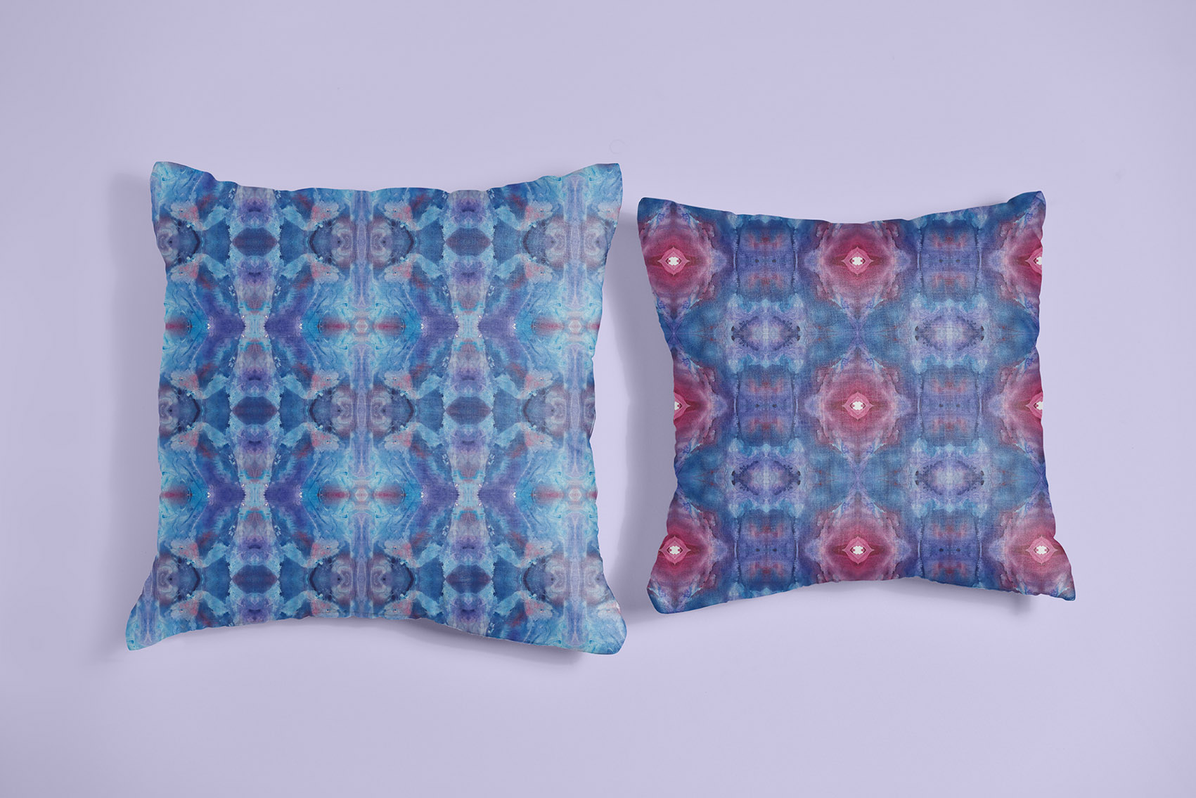 Abstract Watercolor Fractal Pattern pillows.