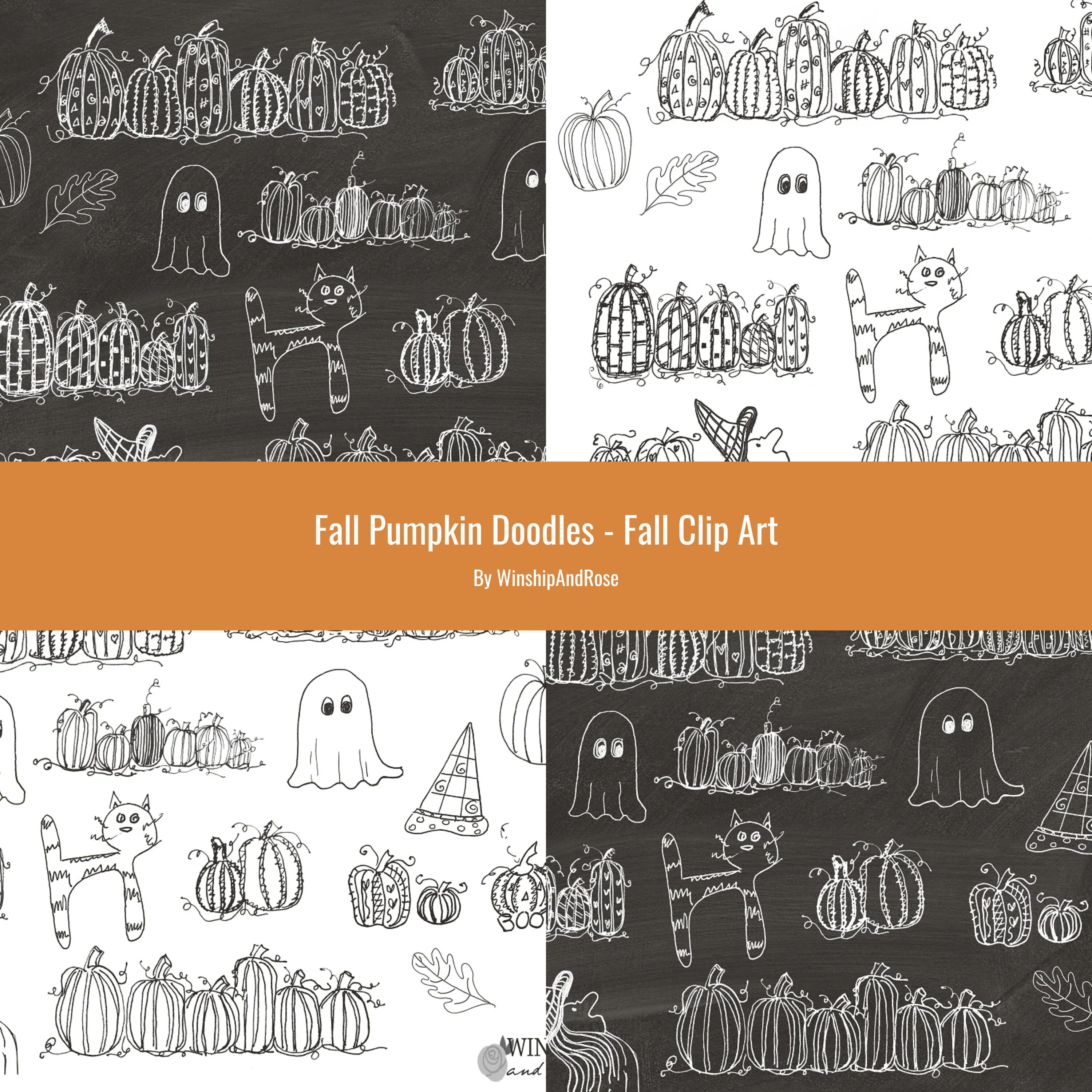 Fall Pumpkin Doodles - Fall Clip Art.
