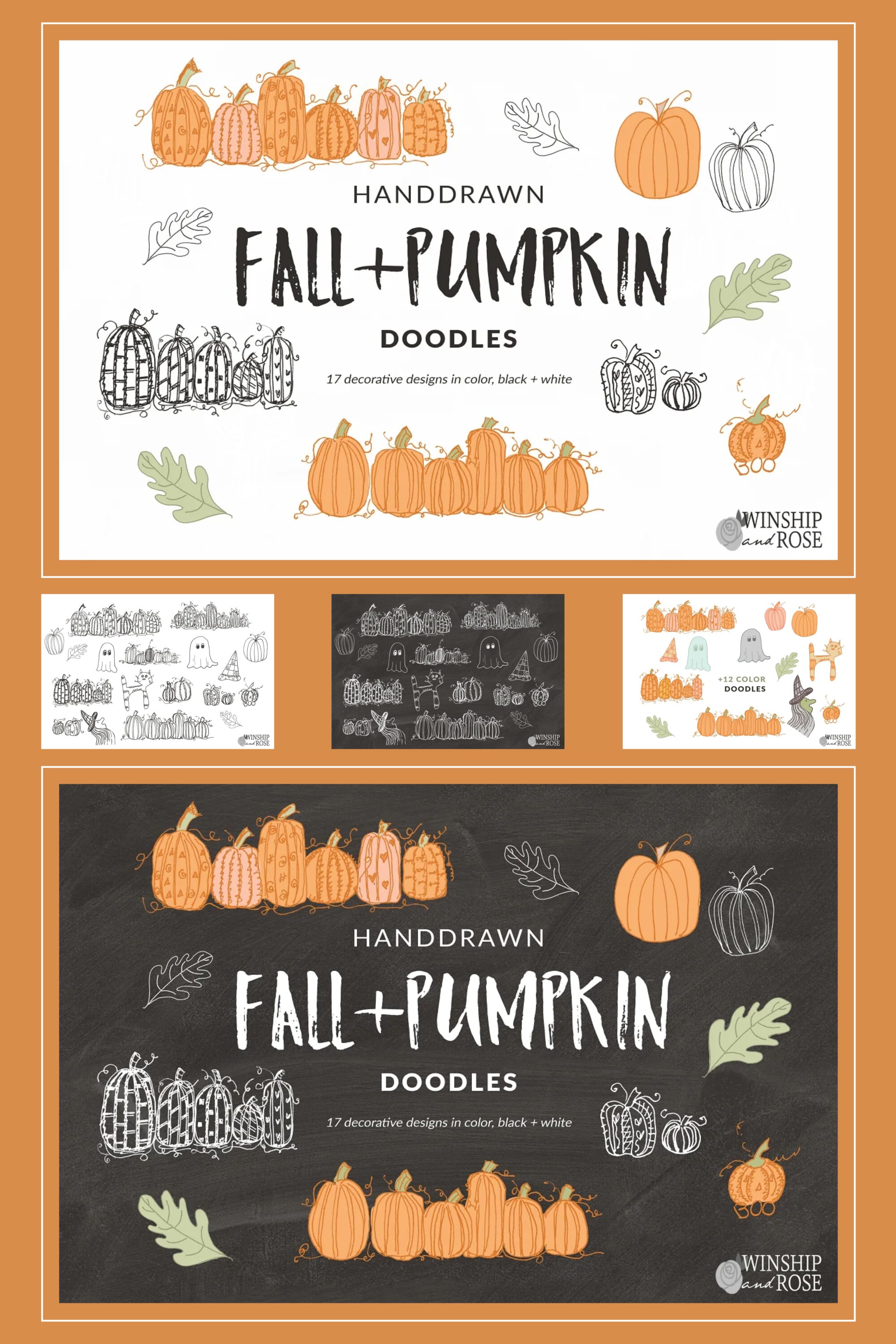 fall pumpkin doodles fall clip art 04