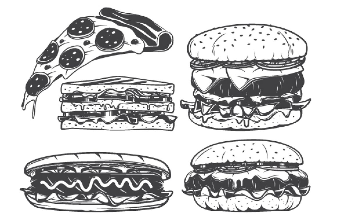 Tasty food illustrations.