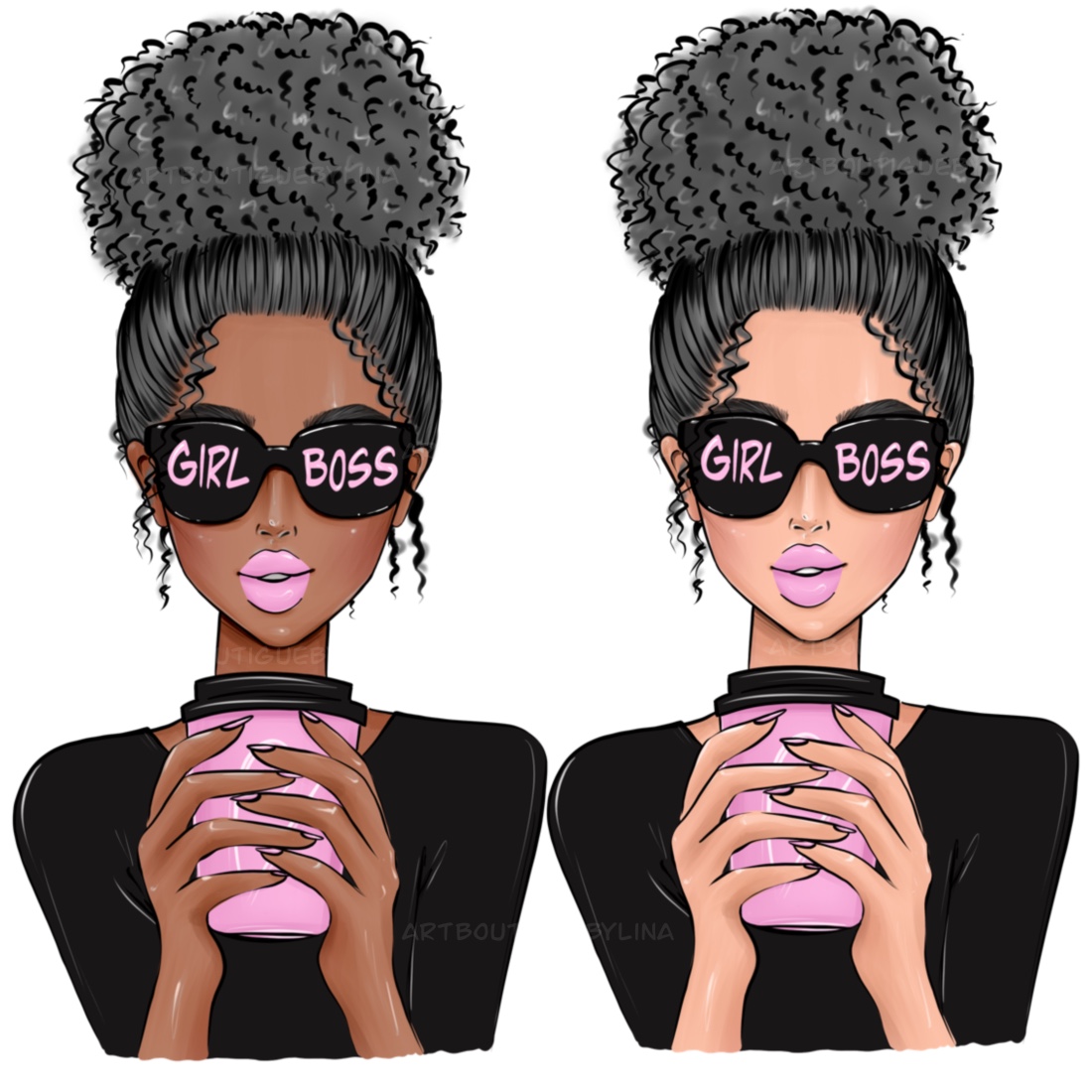 Black Woman Clipart, Afro Business Woman, Blogger Character Logo PNG,  Sublimation Png Digital Clip Art 
