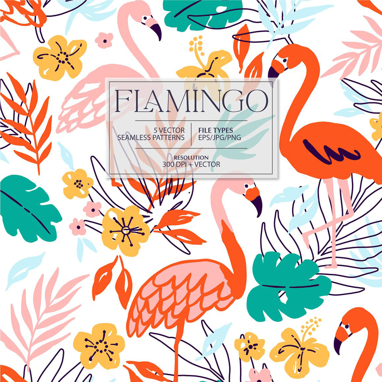 FLAMINGO seamless pattern cover.
