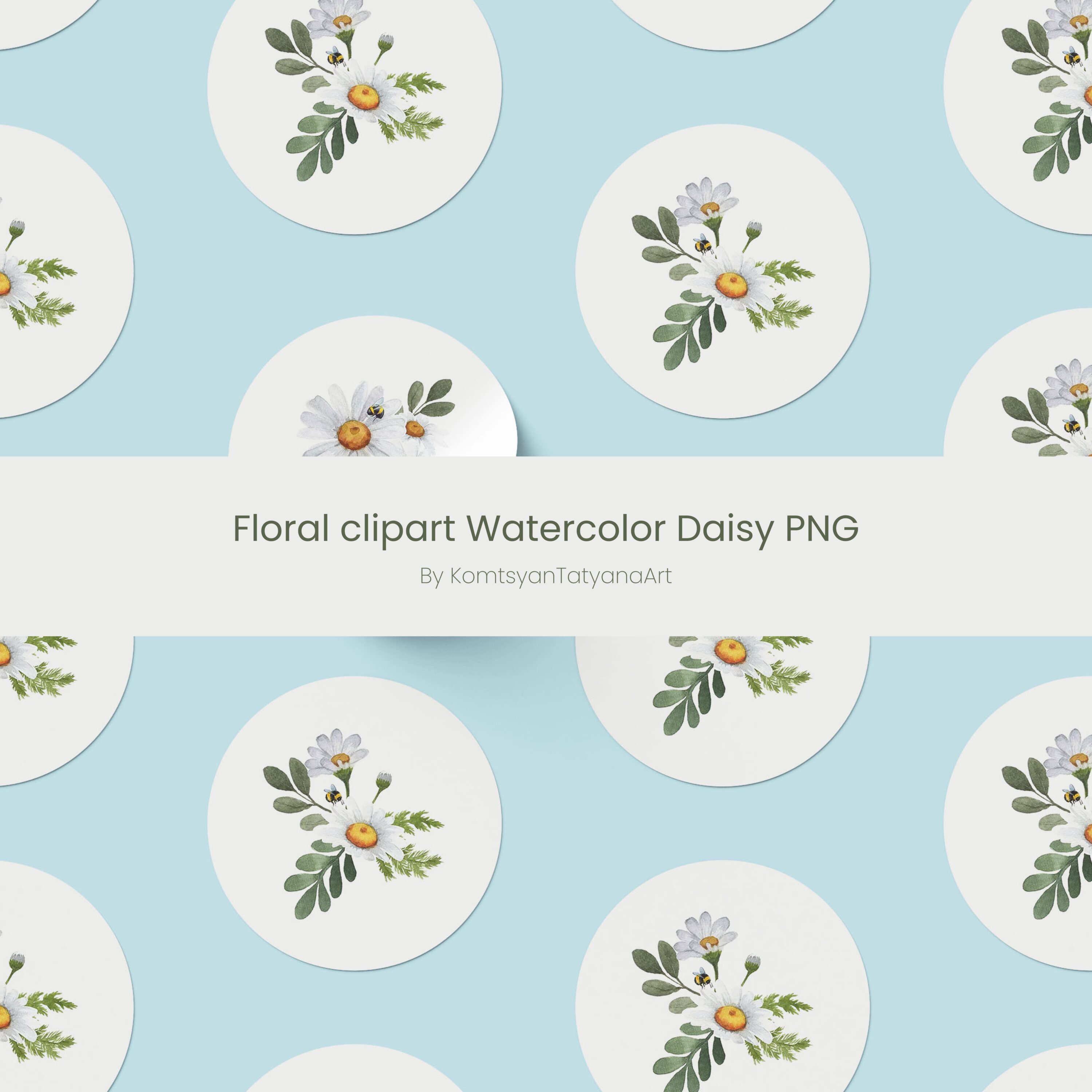 Floral clipart Watercolor Daisy PNG.