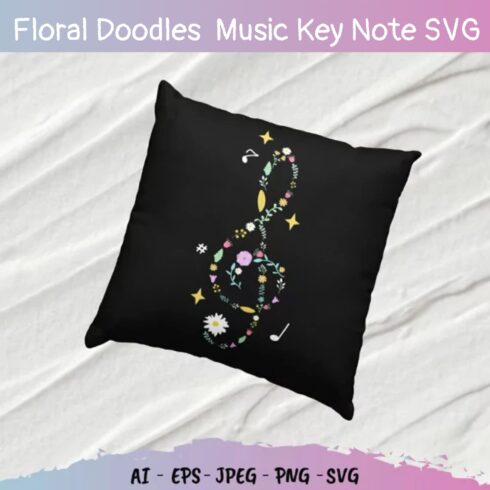 Floral Doodles Music Key Note SVG.