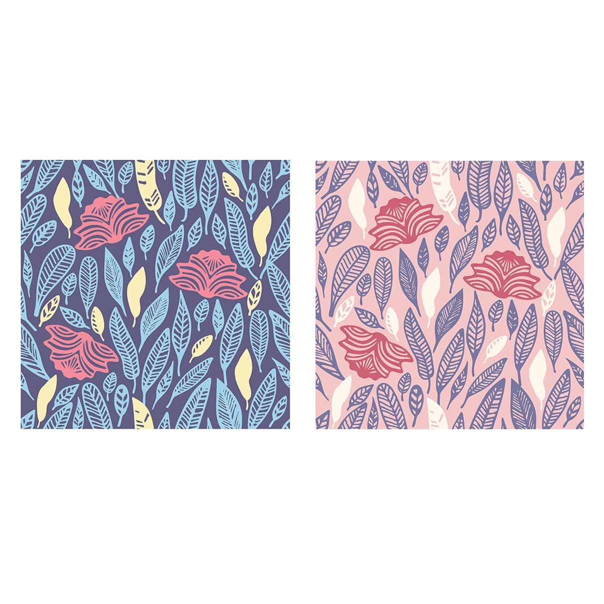 Floral Leaves Set & Seamless Patterns cover image.