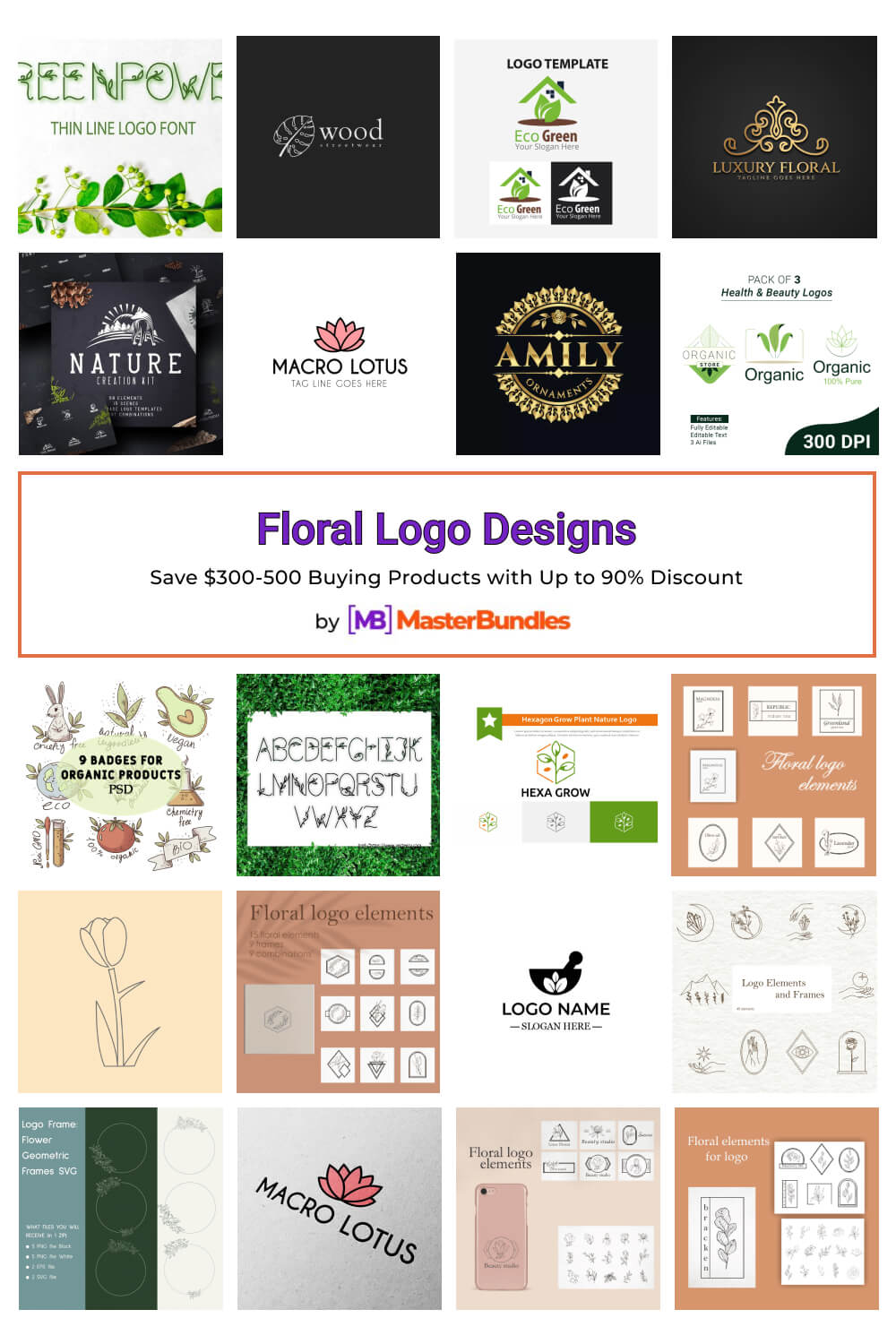 floral logo designs pinterest image.
