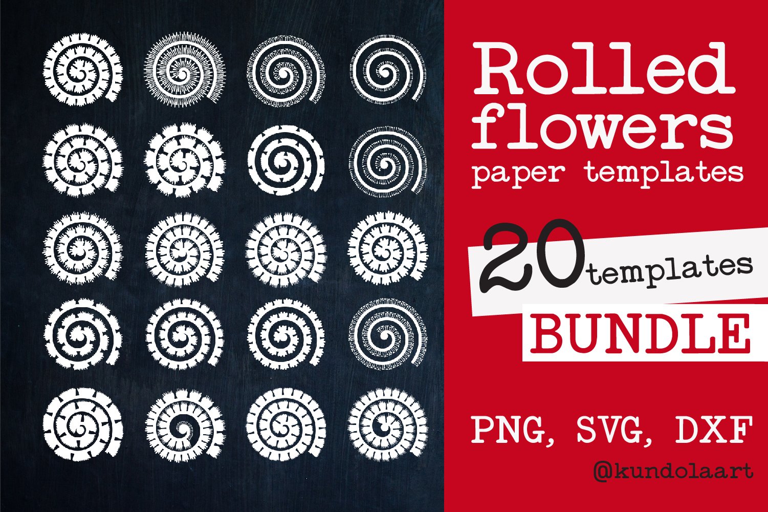 Rolled flowers paper templates.