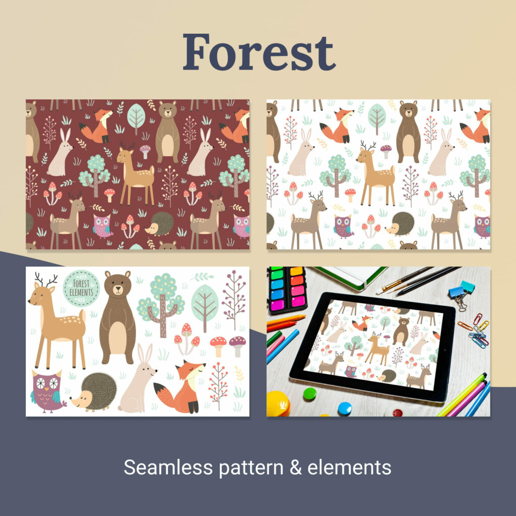 Forest: Seamless Pattern & Elements – MasterBundles
