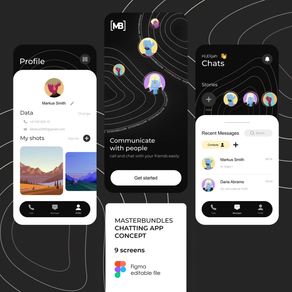 Modern Chatting App UI Kit – MasterBundles