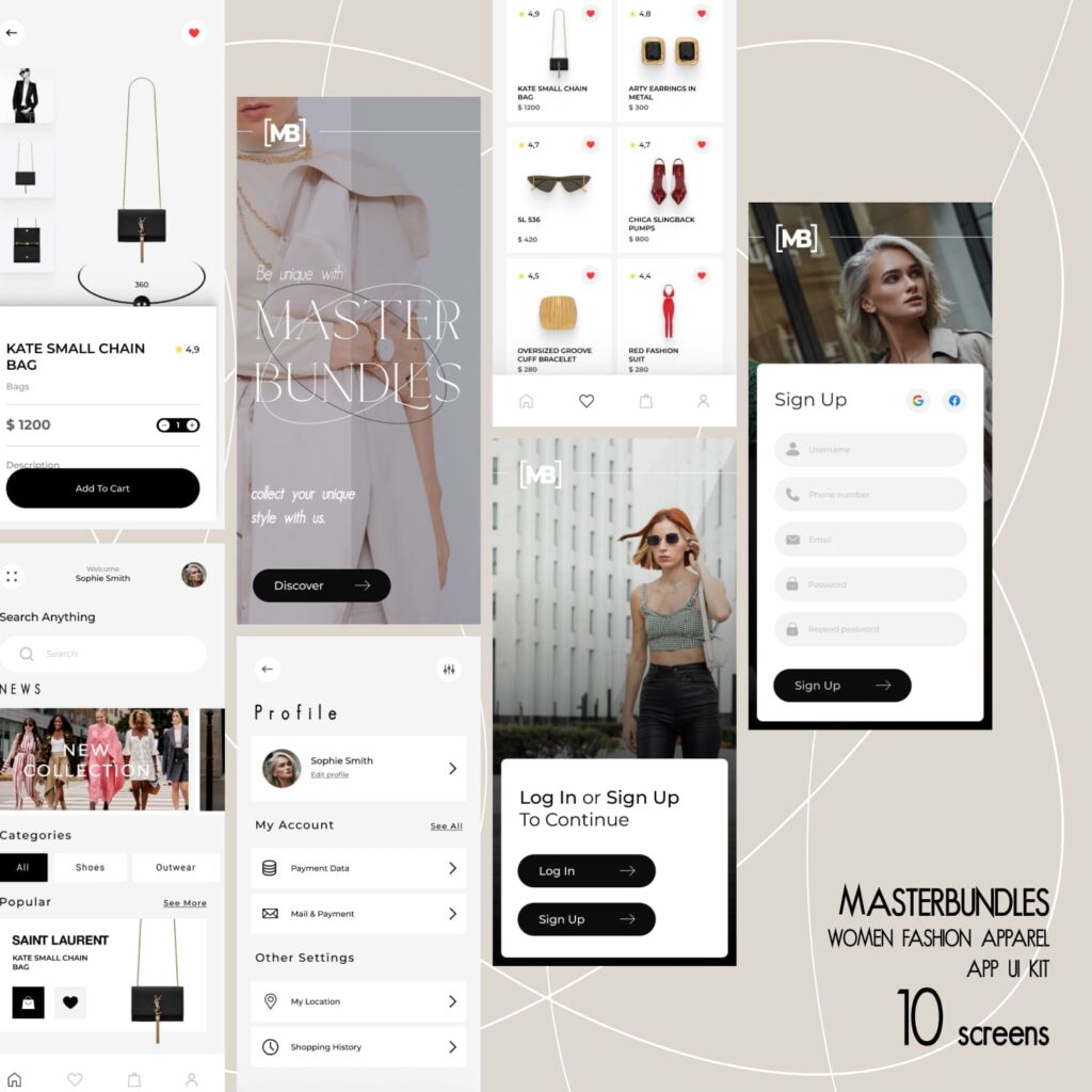 Women Fashion Apparel App UI Kit – MasterBundles
