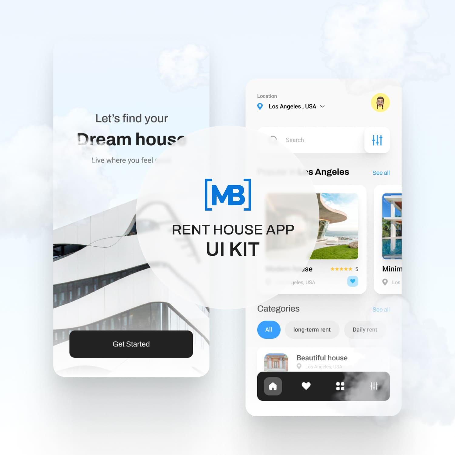 Rent House App UI Kit.
