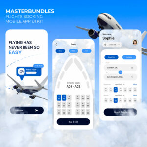 Flights Booking Mobile App UI Kit.
