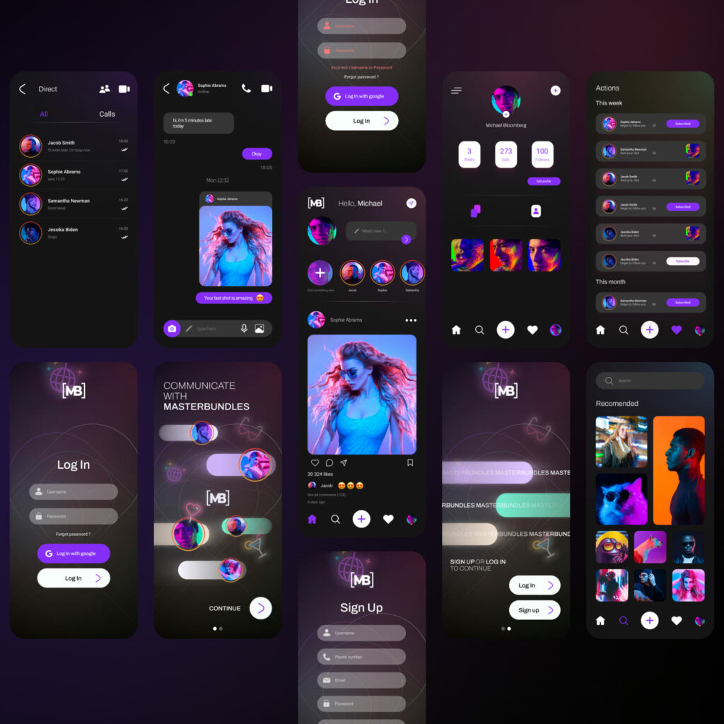 Social Media App UI Kit – MasterBundles