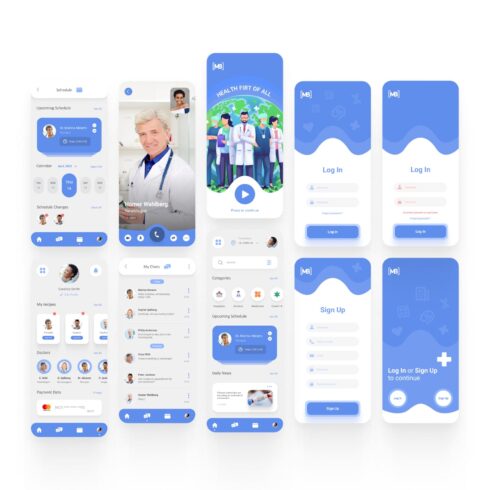 Blue Medicine App UI Kit – MasterBundles