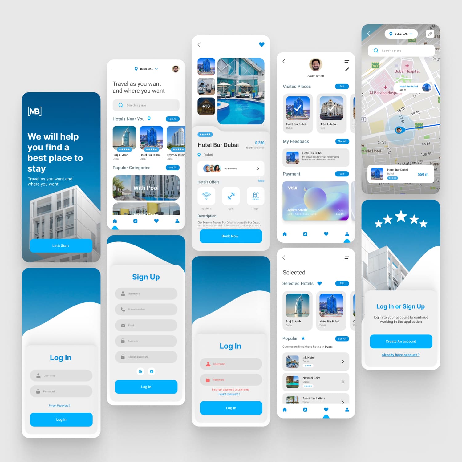 Hotel Booking App UI Kit cover.