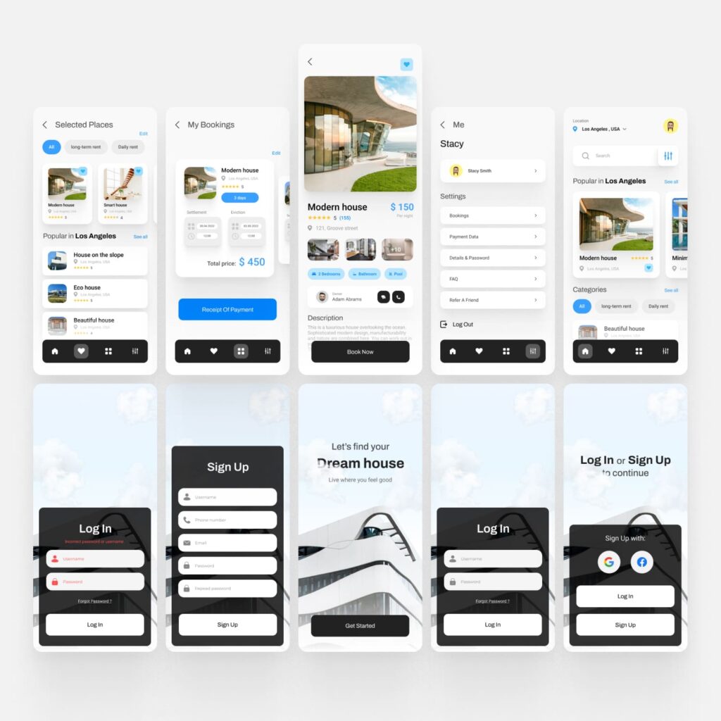 Rent House App UI Kit MasterBundles