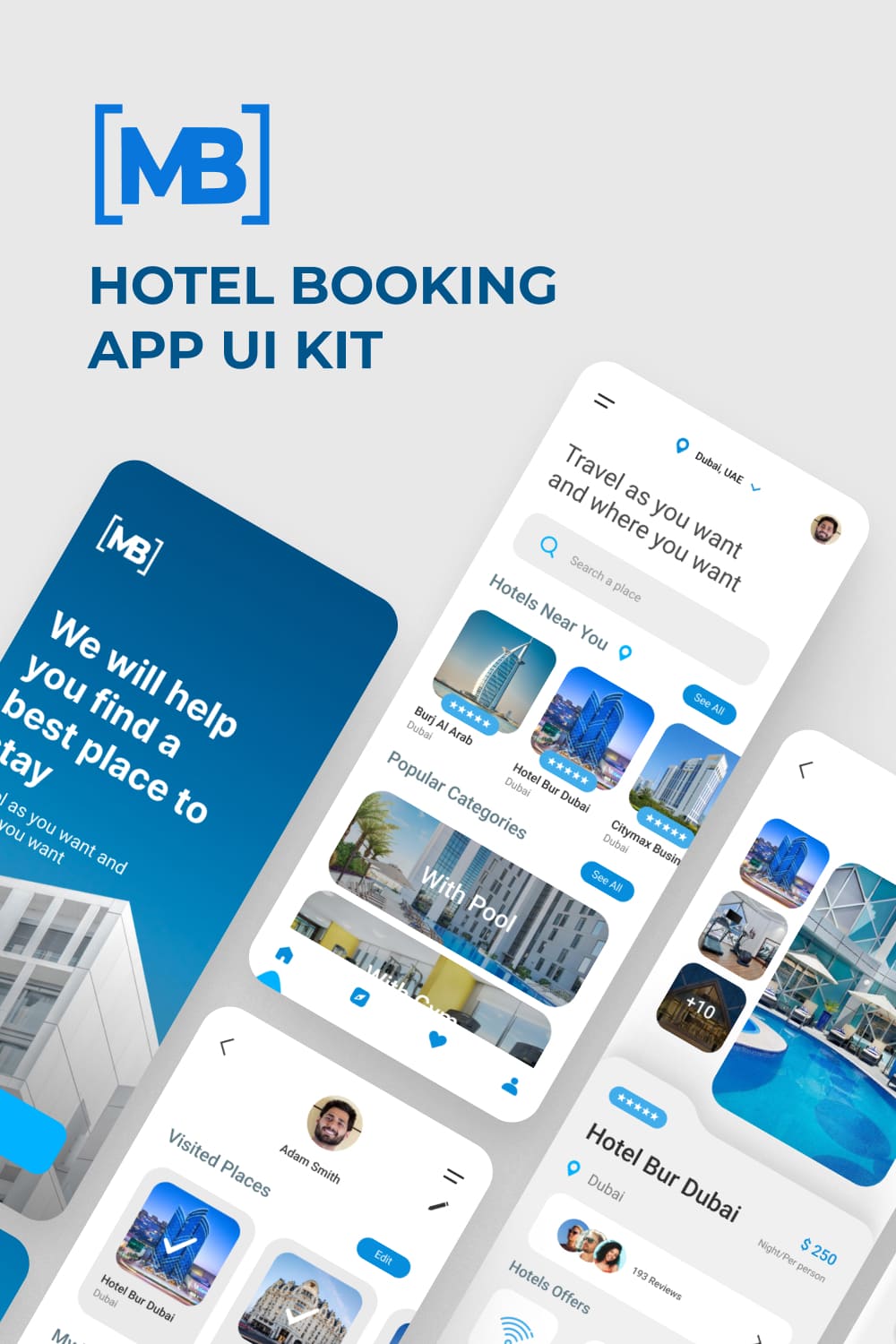 Hotel Booking App UI Kit.