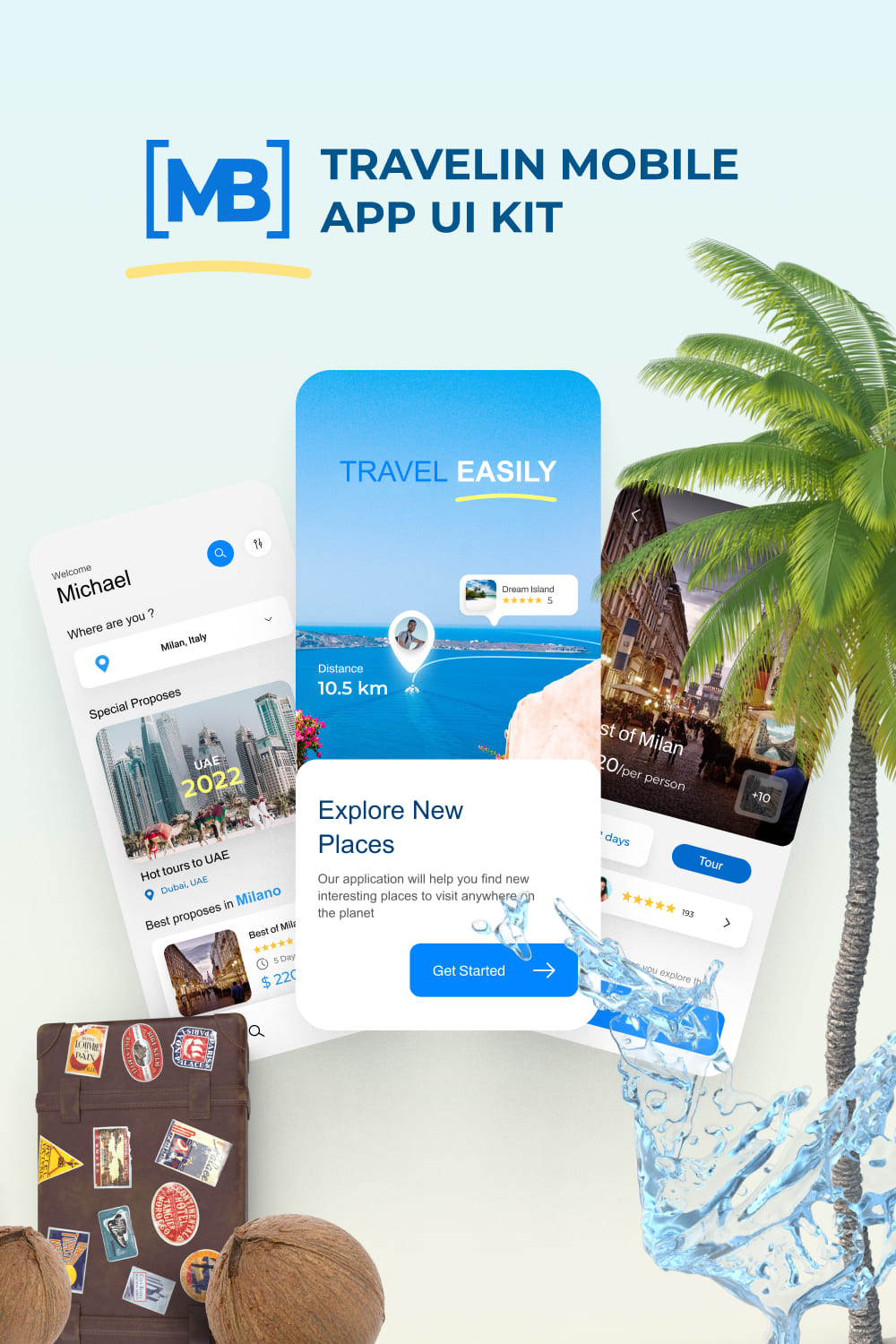 Traveling Mobile App UI Kit.